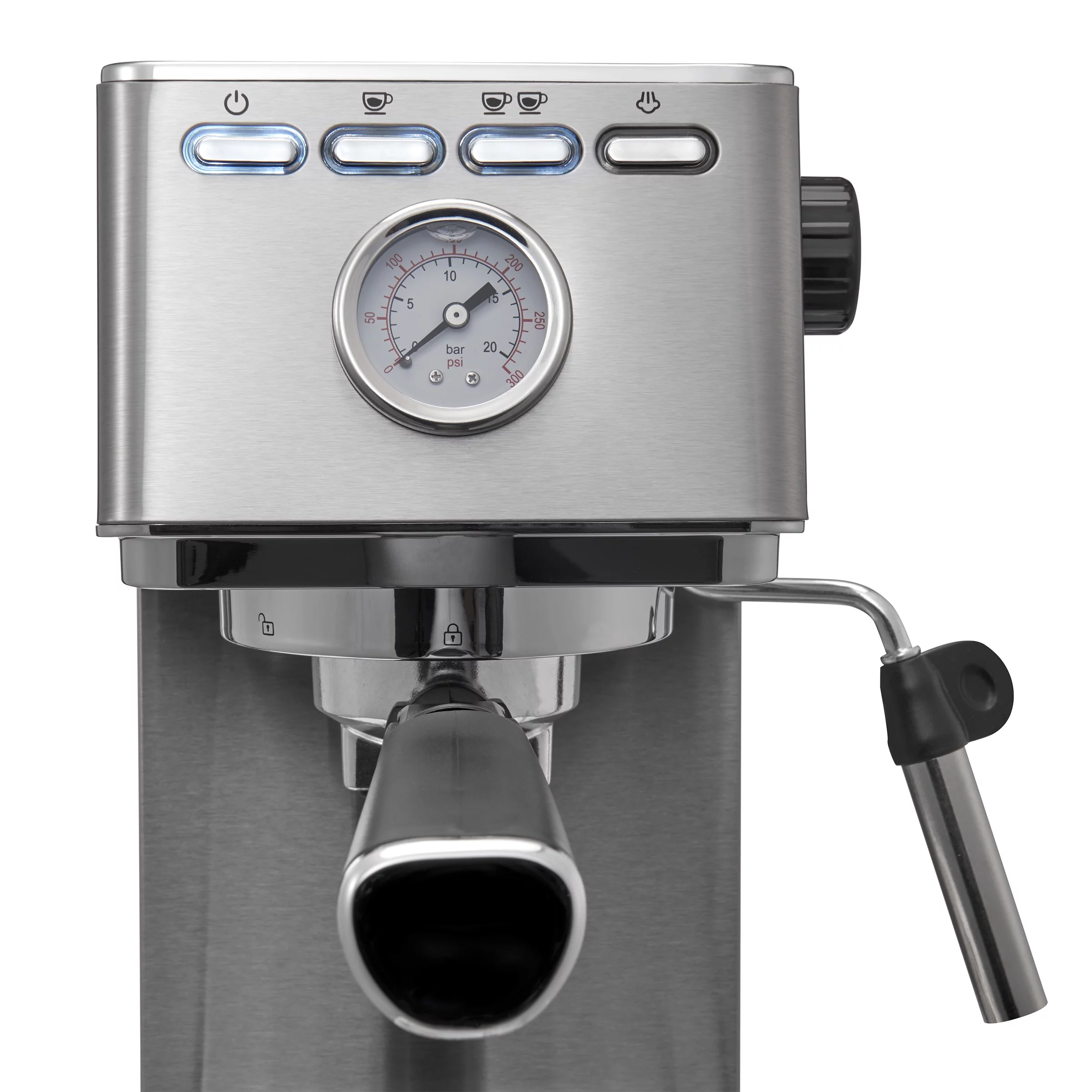 Farberware Espresso Machine, 15 Bar, Silver, Stainless Steel, Steam Wand