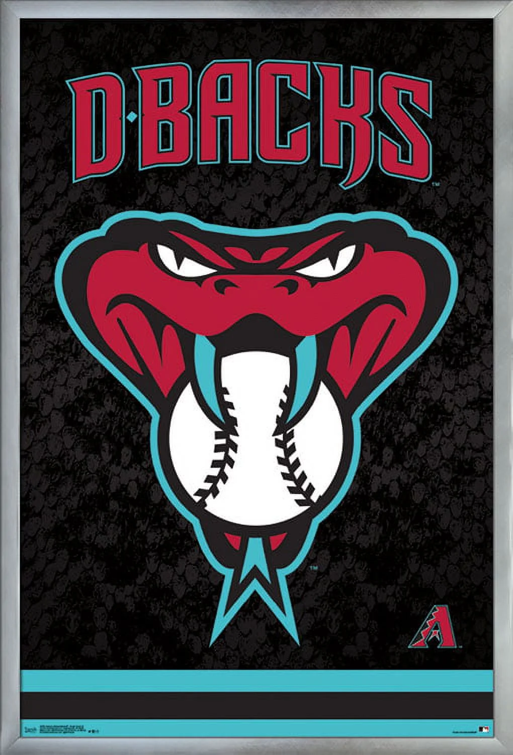 MLB Arizona Diamondbacks – Snake Head Logo Wall Poster, 22.375″ x 34″, Framed