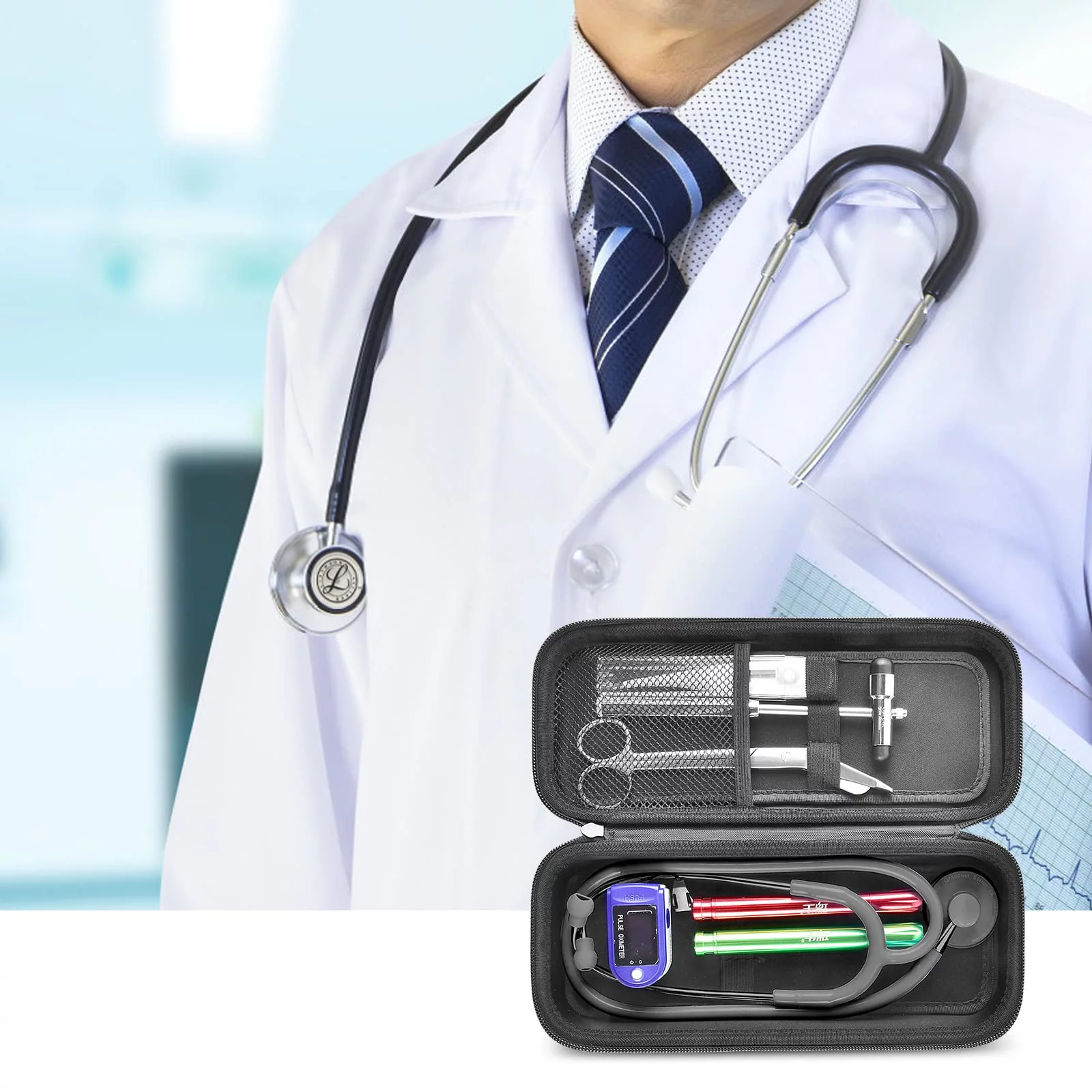 Stethoscopes Case for 3M Littmann Classic III/Lightweight II/Cardiology IV Stethoscope, Black-Box Only