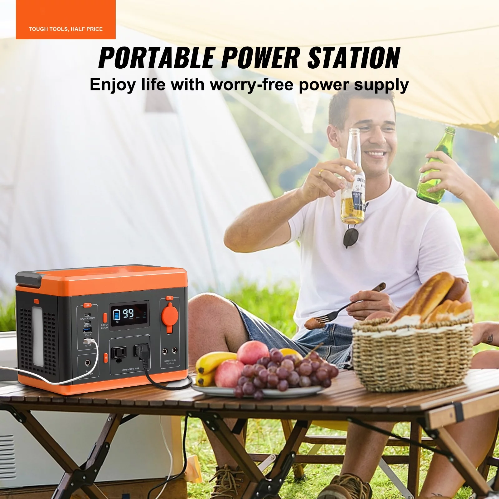 BENTISM 300W Portable Power Station 296Wh Solar Generator, Backup Lithium Battery for Outdoors Camping Travel