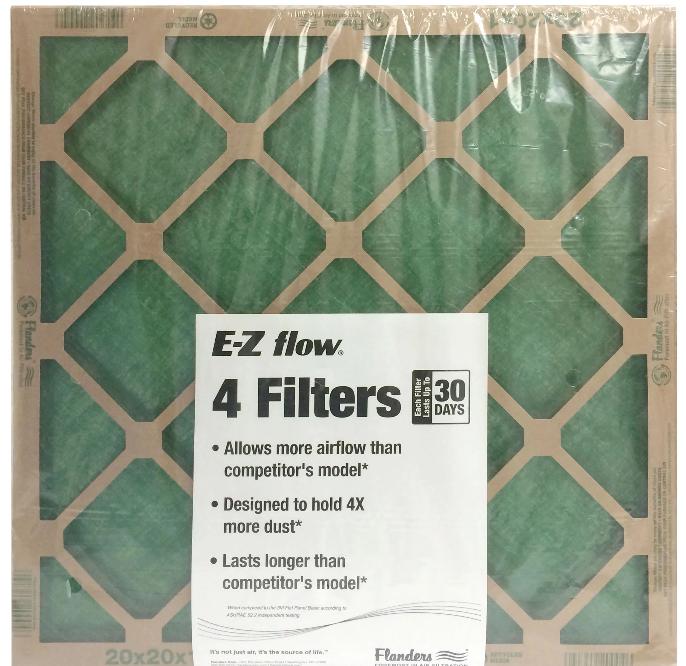 AAF AAF Flanders Nested FiberGlass MERV 1 Air Filter, size 20″ x 20″ x 1″ (4 Filters),