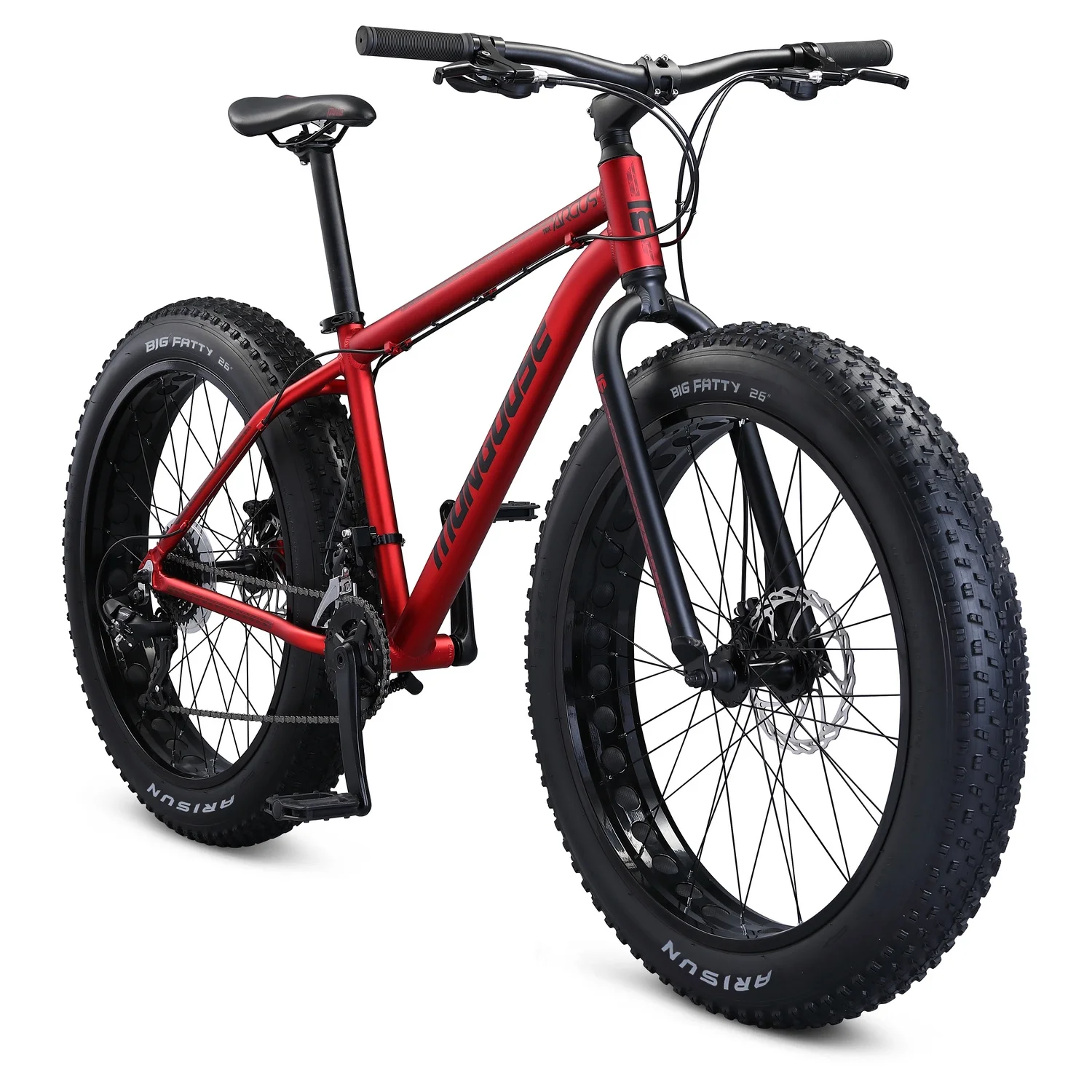 Mongoose Argus TRX Fat Tire Mountain Bike, 26-Inch Wheels, 16 Speeds, Red