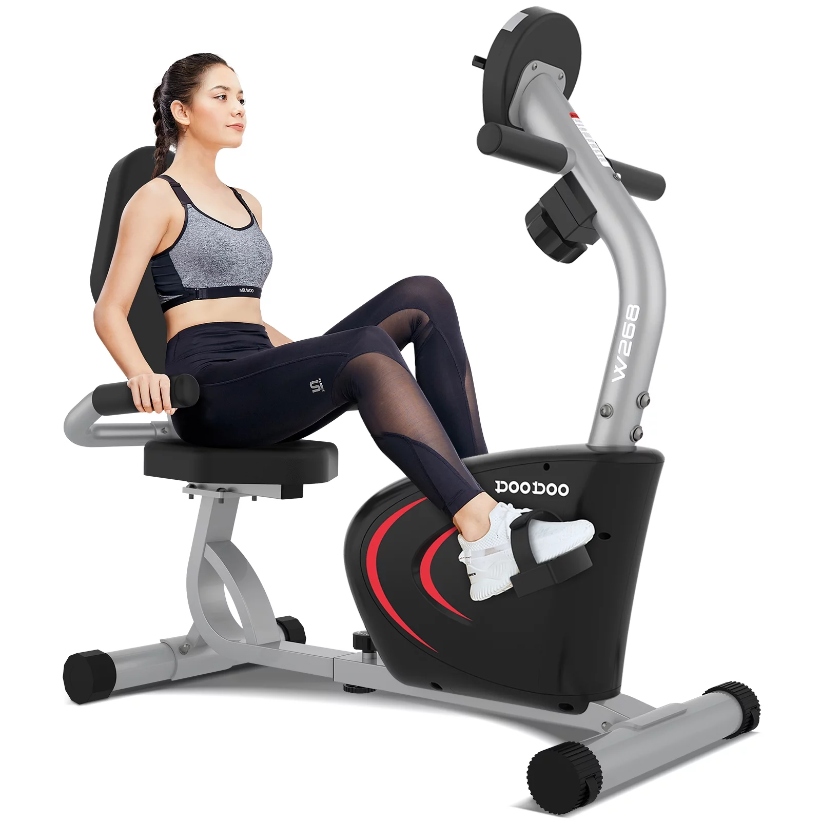 Pooboo Recumbent Exercise Bike Seniors Stationary 8 Level Adjustable Magnetic Resistance Bike Indoor Cycling Recumbent Bikes with Digital Monitor