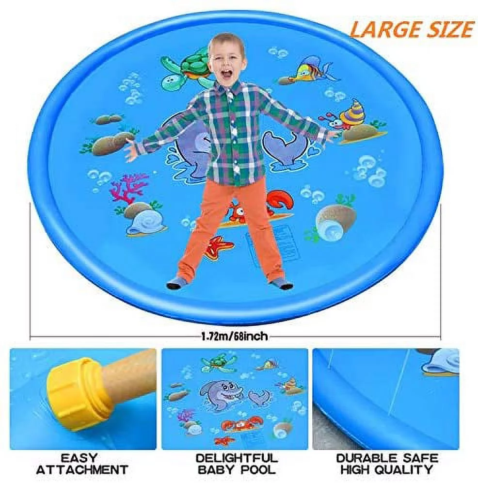 Sprinkle & Splash Play Mat 68″ Sprinkler for Kids Outdoor Water Toys Fun for Toddlers Boys Girls Children Outdoor Party Sprinkler Toy Splash Pad