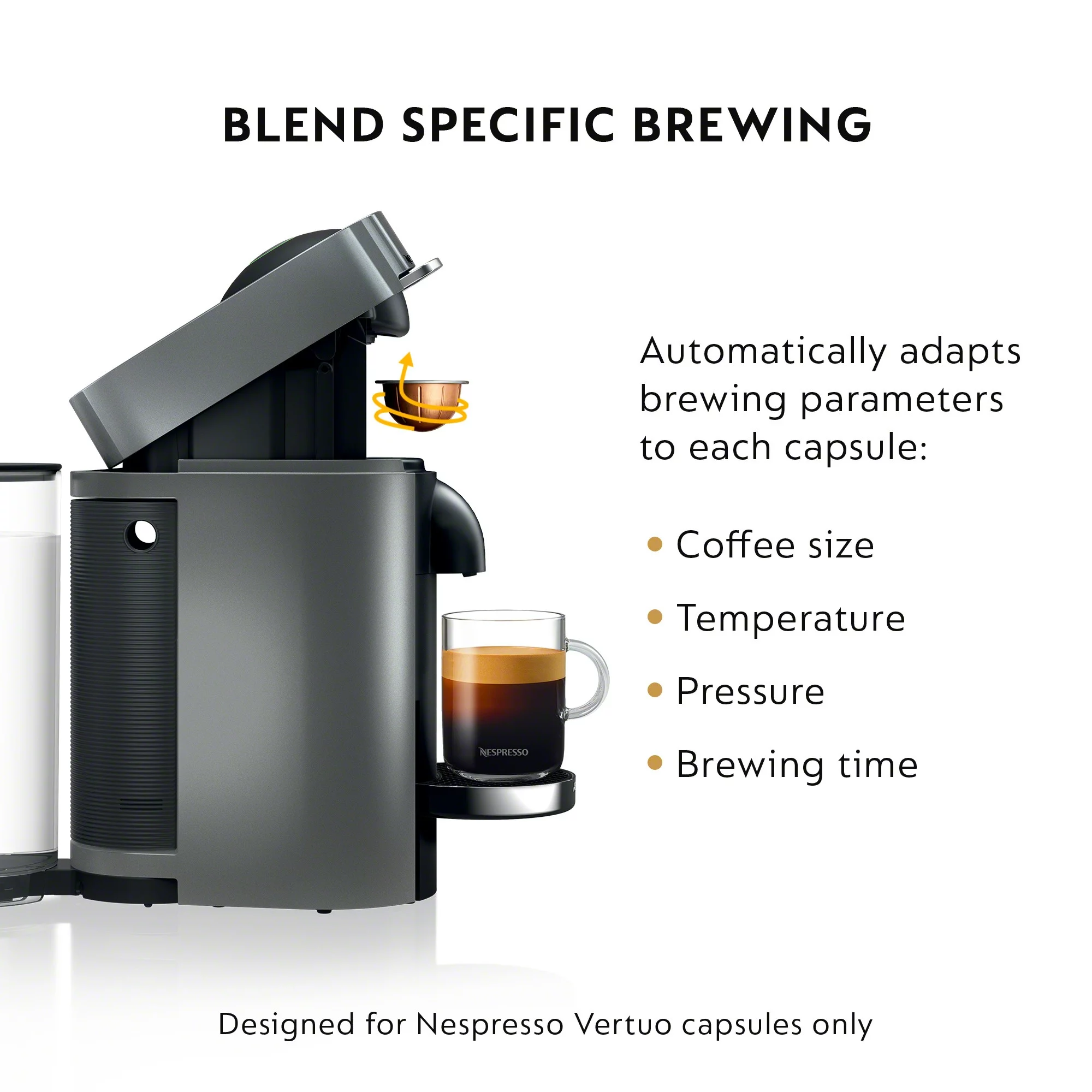 Nespresso Vertuo Plus Deluxe Coffee and Espresso Machine by De’Longhi, Titan