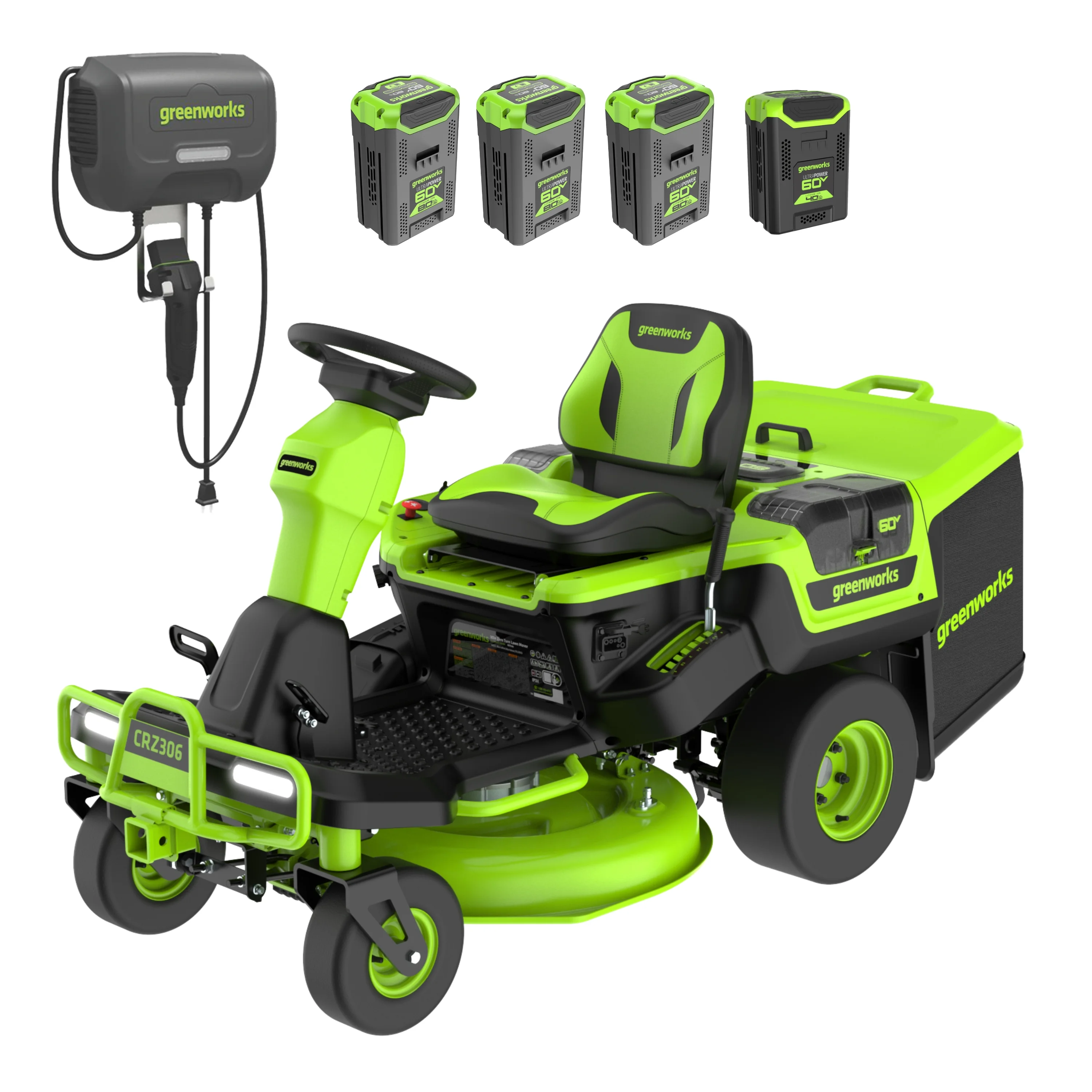 Greenworks 60V 30?? CrossoverZ Zero Turn Riding Lawn Mower with (3) 8.0 Ah, (1) 4.0 Ah Batteries & 600-Watt Charger 7422702