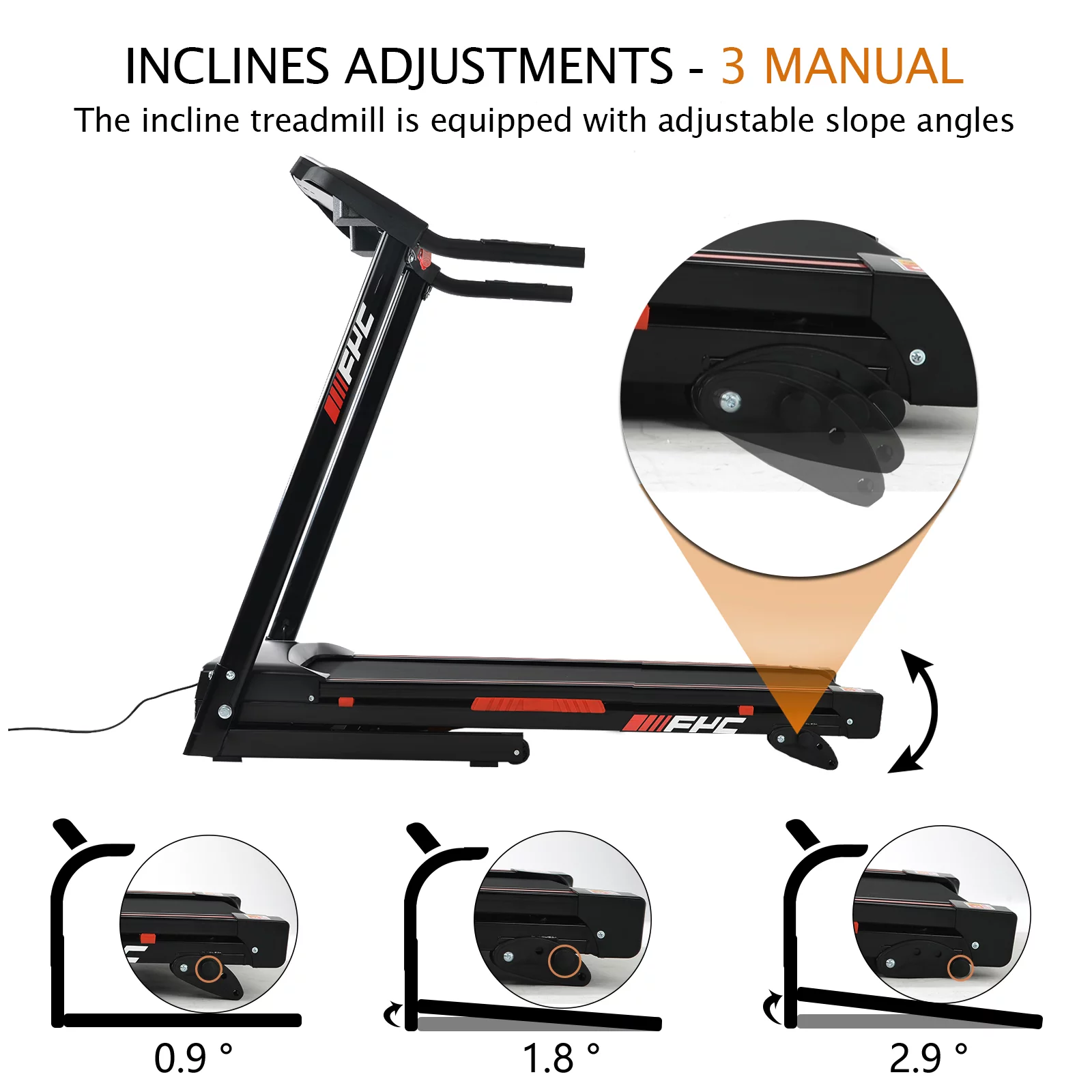 Clearance! Folding Treadmill, Install Free Under Desk Treadmill Portable Foldable with Incline, Large LCD Display, 3.5HP Foldable Treadmill with 2s Folding