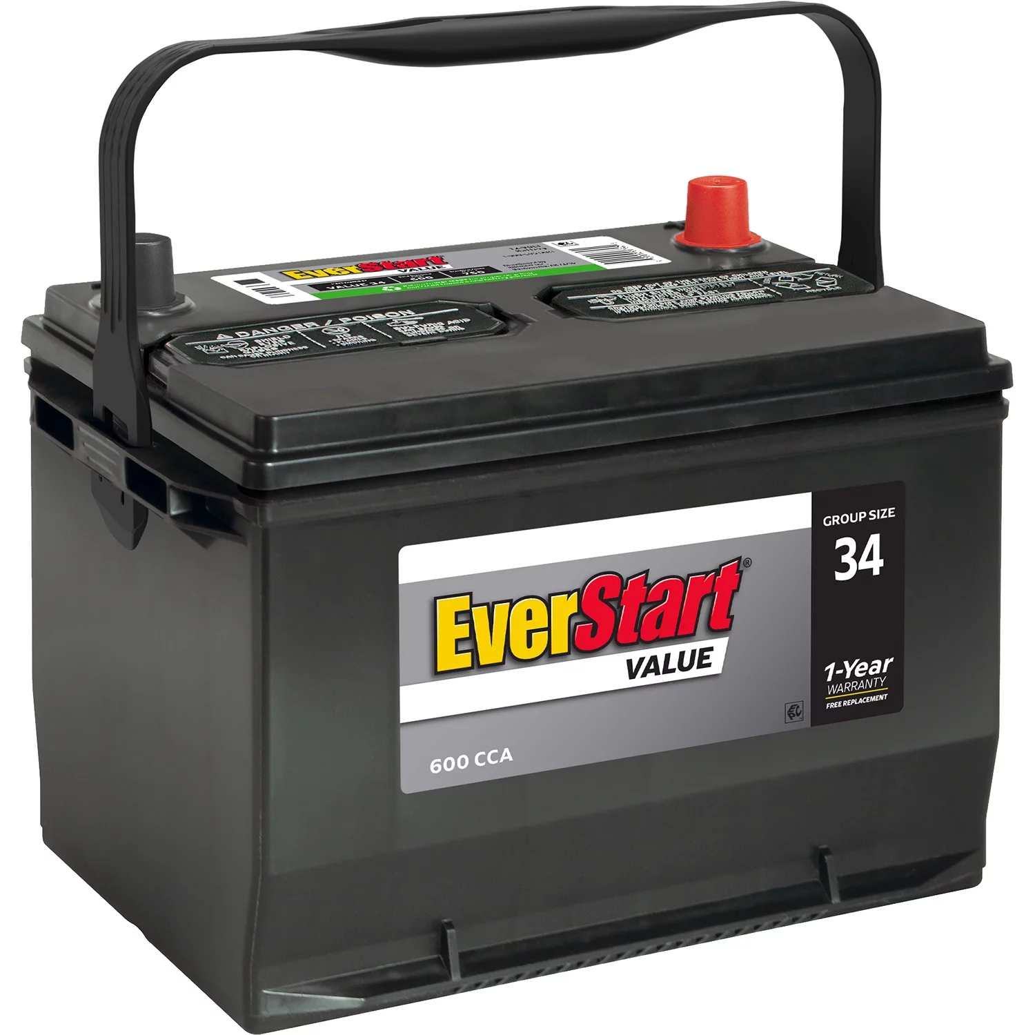 EverStart Value Lead Acid Automotive Battery, Group Size 34 12 Volt, 600 CCA