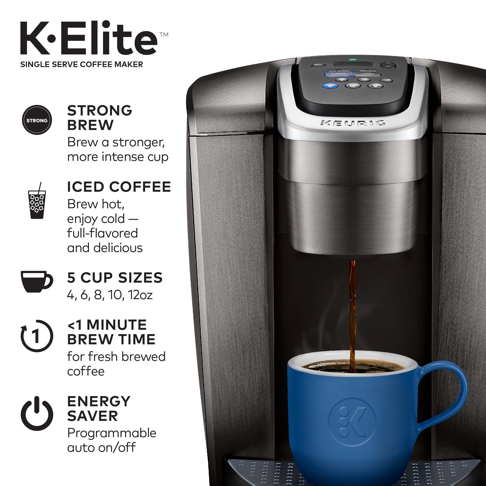 Keurig K-Elite Single-Serve K-Cup Pod Coffee Maker, Brushed Slate