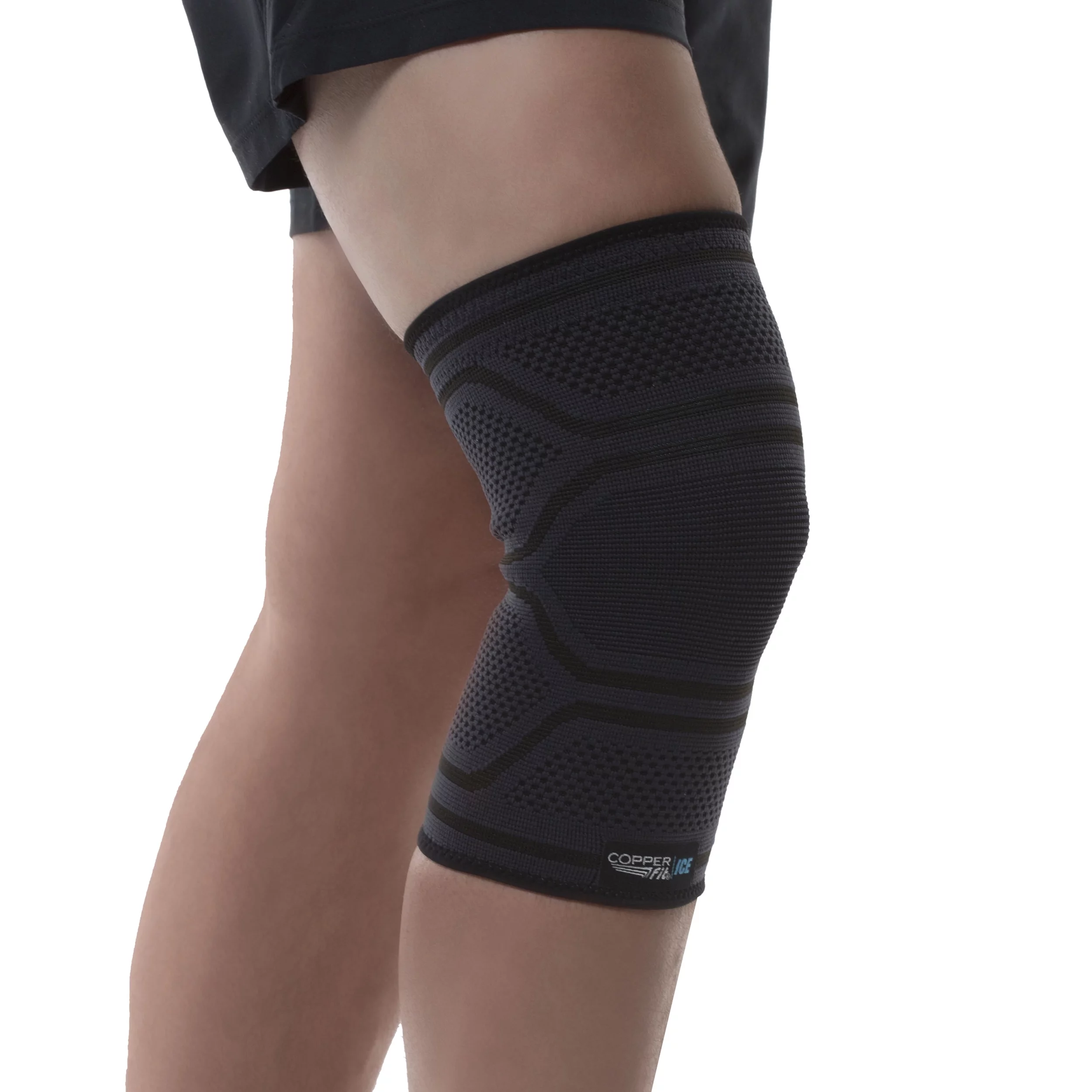 Copper Fit Ice Knee Compression Sleeve Infused with Menthol, Large/XL, Black, 1-Pack