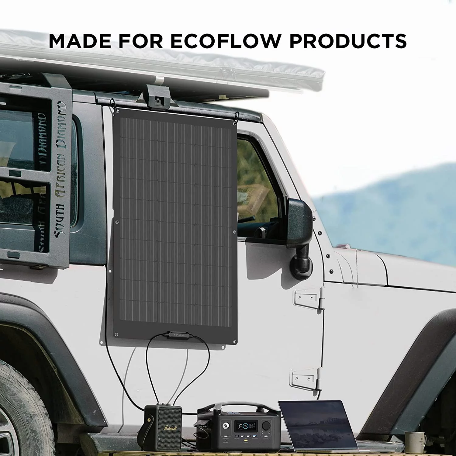 EcoFlow 100W Flexible Solar Panel with High Efficiency Solar Modules, IP68 Waterproofing, Ideal for Off-Grid Solar Panel Kits, PV Charging, Power Kits & Ecosystem