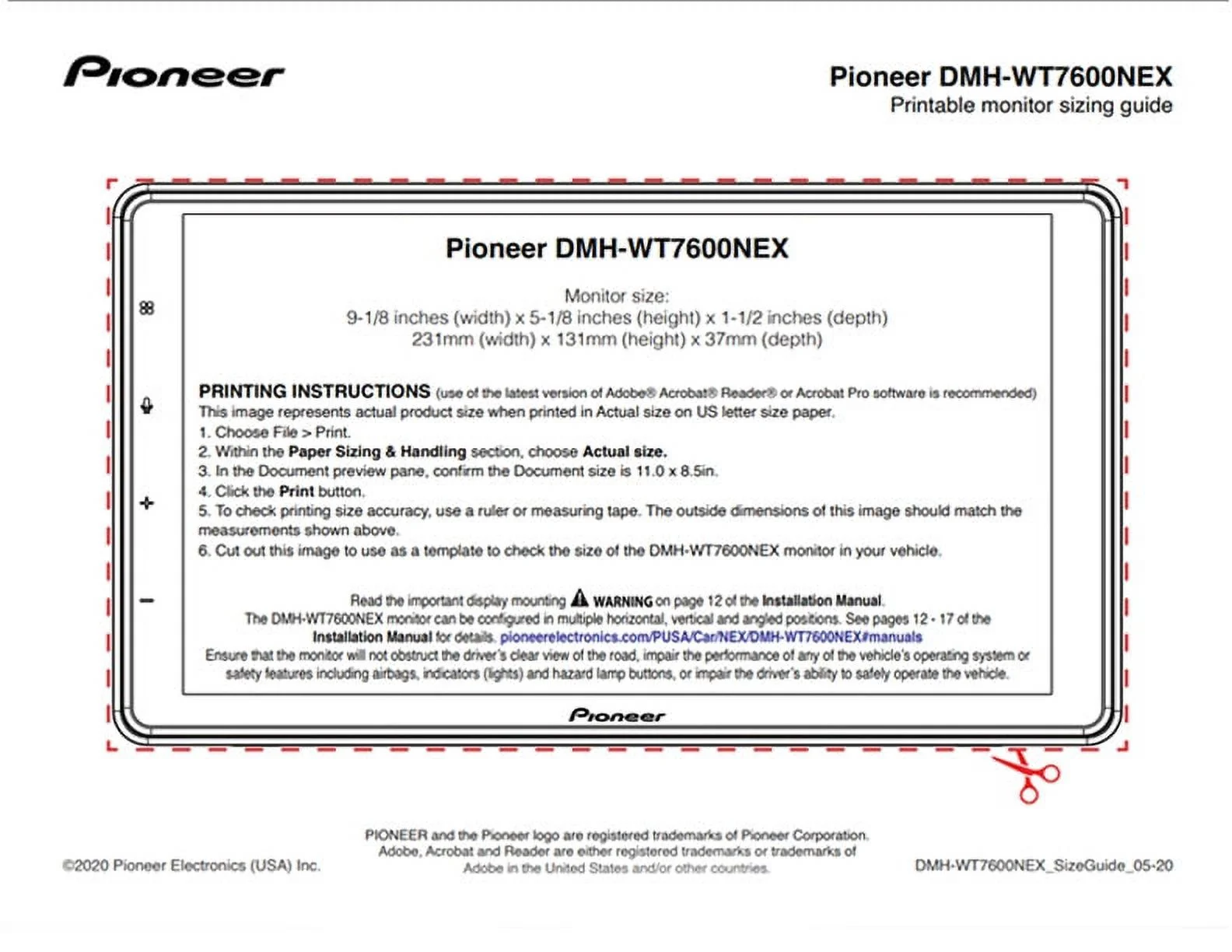 Restored Pioneer DMH-WT7600NEX 1-DIN Digital Media Receiver w/ Floating 9″ Display (Refurbished)