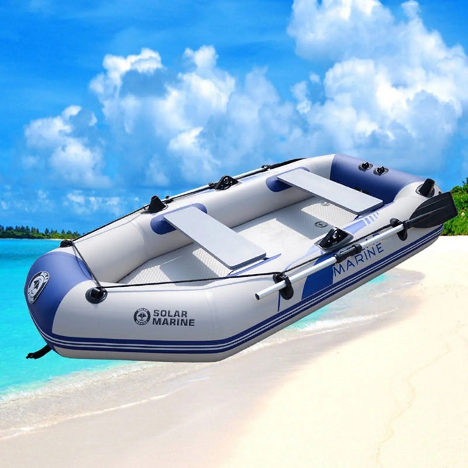 3 Person 230cm PVC Inflatable Rowing Boat Fishing Drifting Raft Dinghy Hovercraft Sailboat Surfing Sailing Ship