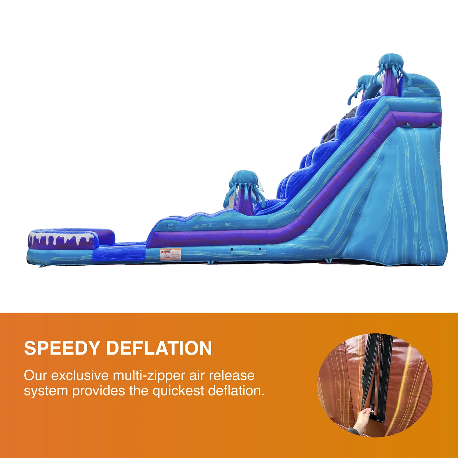 JumpOrange Commercial Grade Water Slide Inflatable with Splash Pool for Kids and Adults (with Blower), Electric Theme