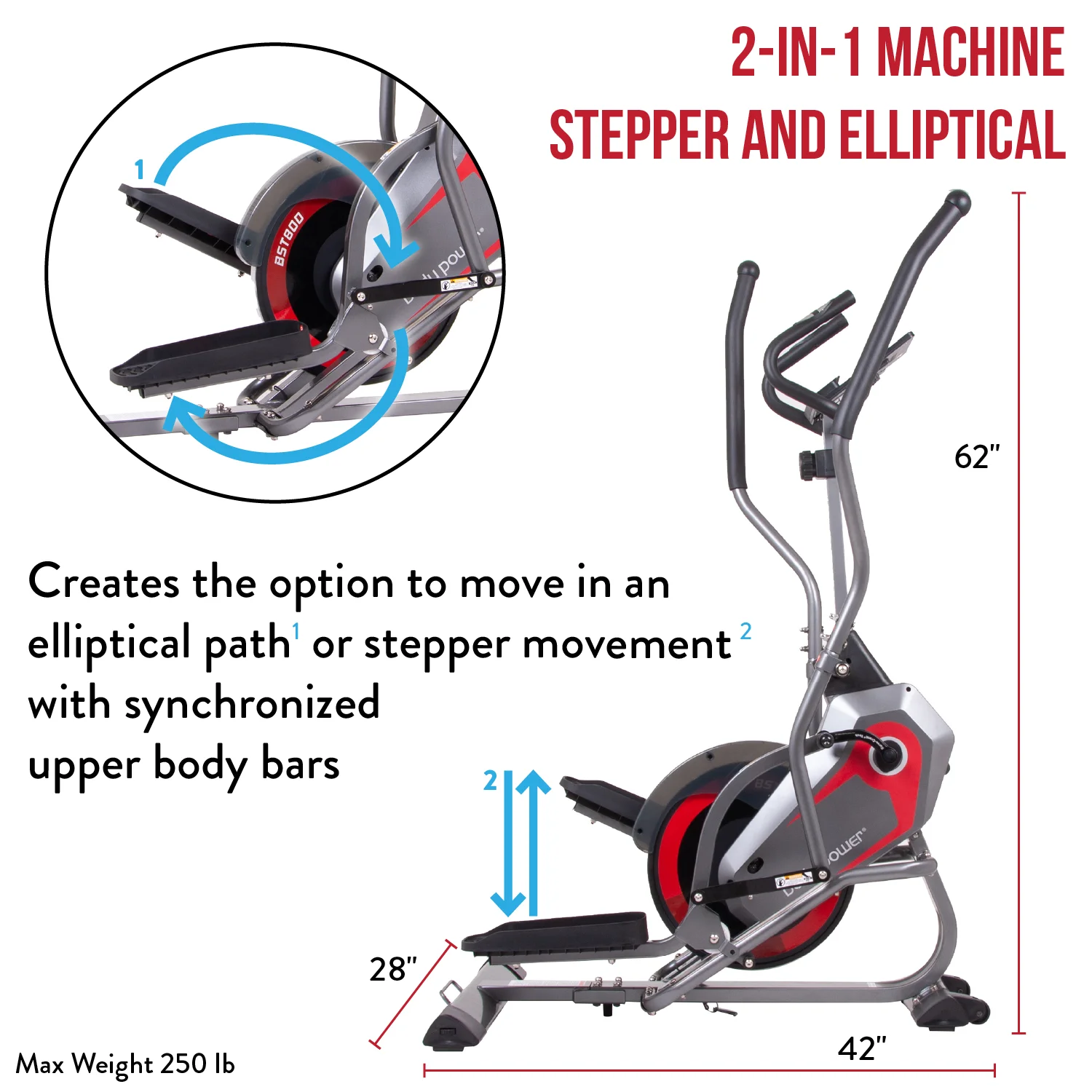 Body Flex Sports Body Power Full Body Elliptical StepTrac Workout Machine