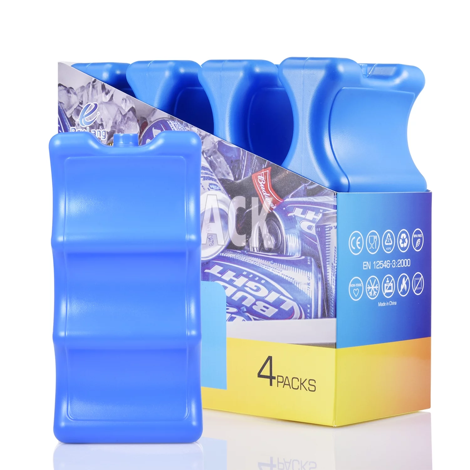 Rev. Lang Cold Ice Pack Contoured Wave Cooler for Breast Milk Bottle Bags (8.3*3.9*2inch, Set of 4 Pcs??