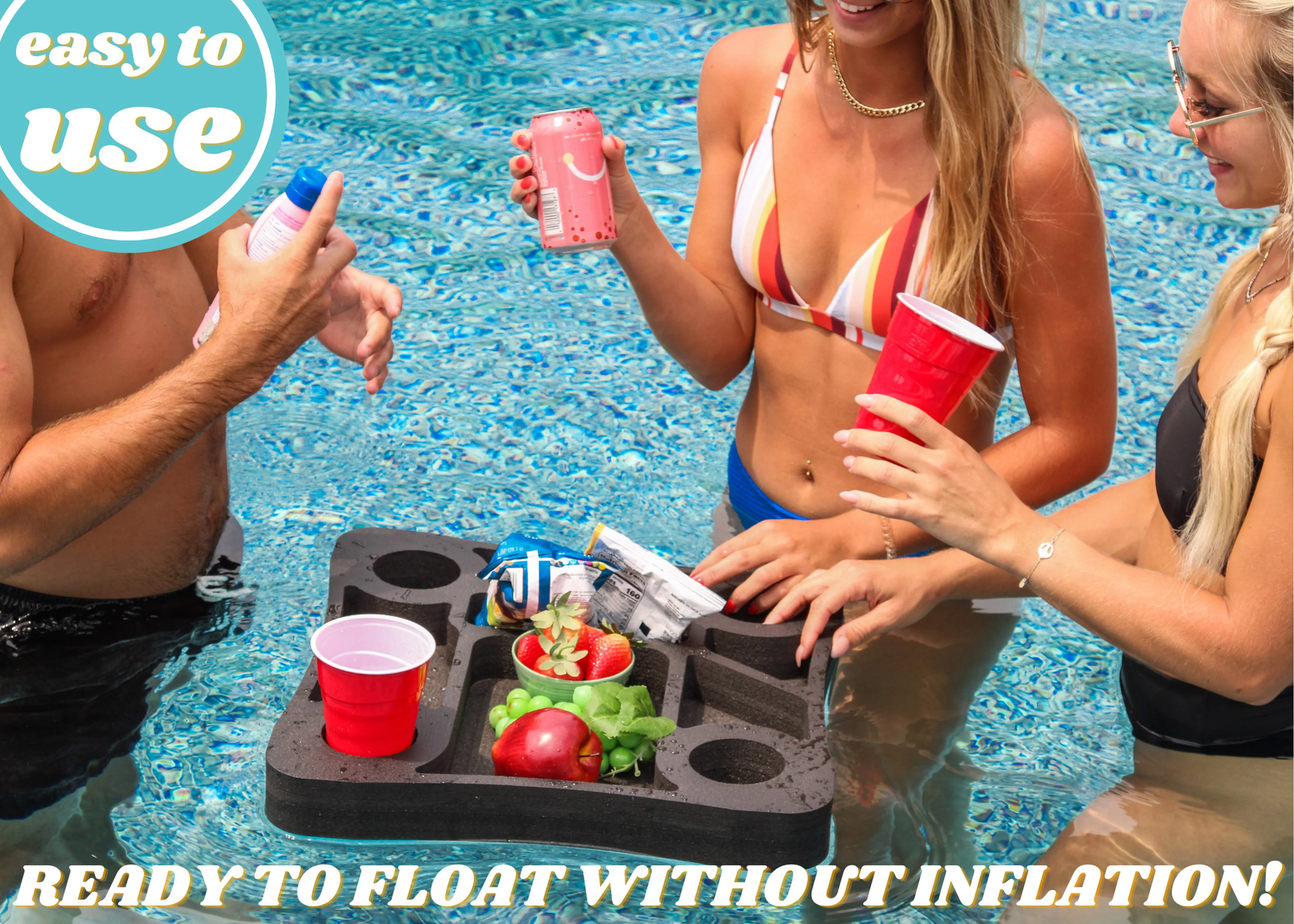 Polar Whale Floating Drink Holder Refreshment Table Tray for Pool Beach Party Float Lounge Durable Foam 17.5 Inches Large 10 Compartments UV Resistant