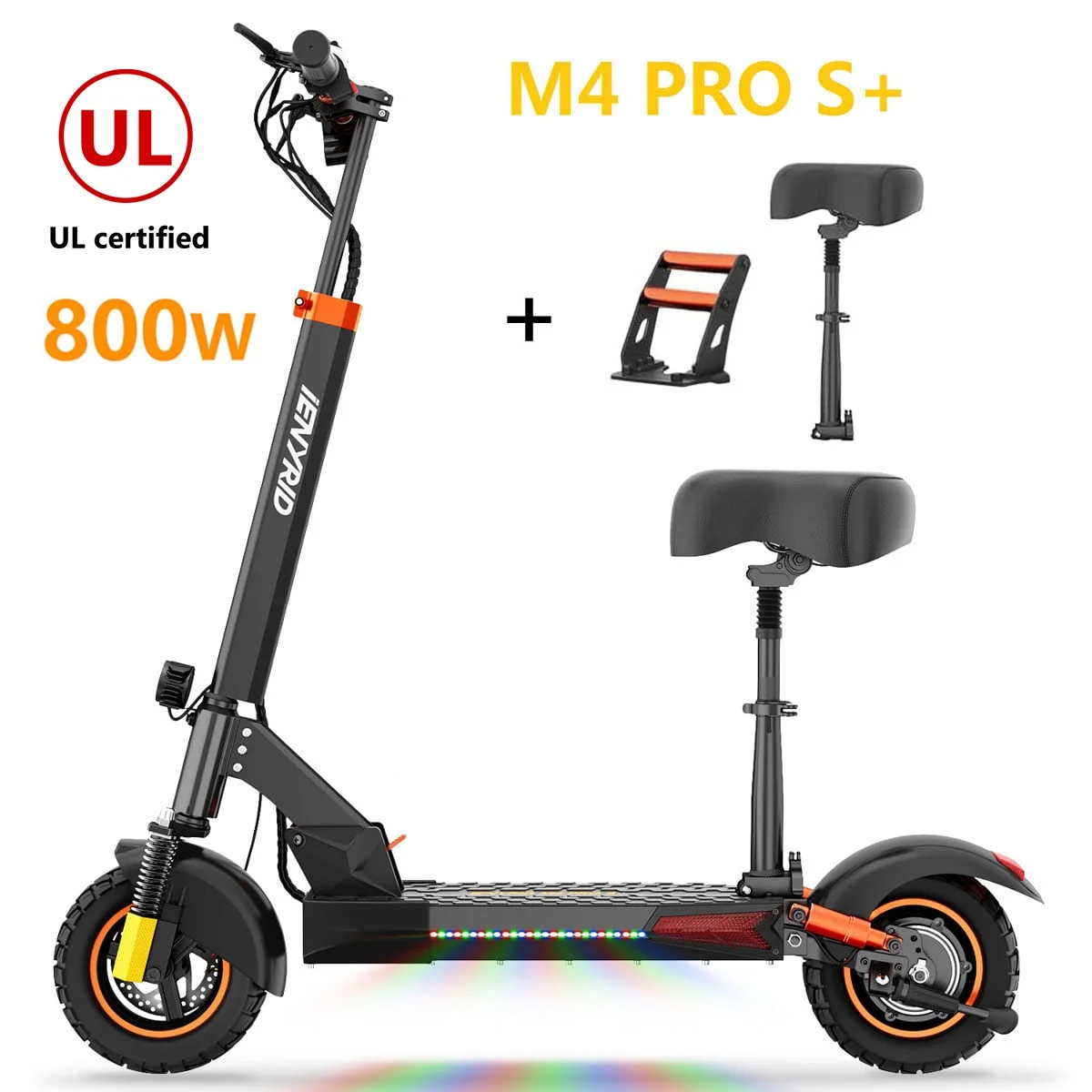 iENYRID M4 Pro S+ Adult Electric Scooter Commuter Electric Skateboard with Seat, 800W Motor 30 MPH and 32 Miles Range Folding E-Scooter for Adults Teens