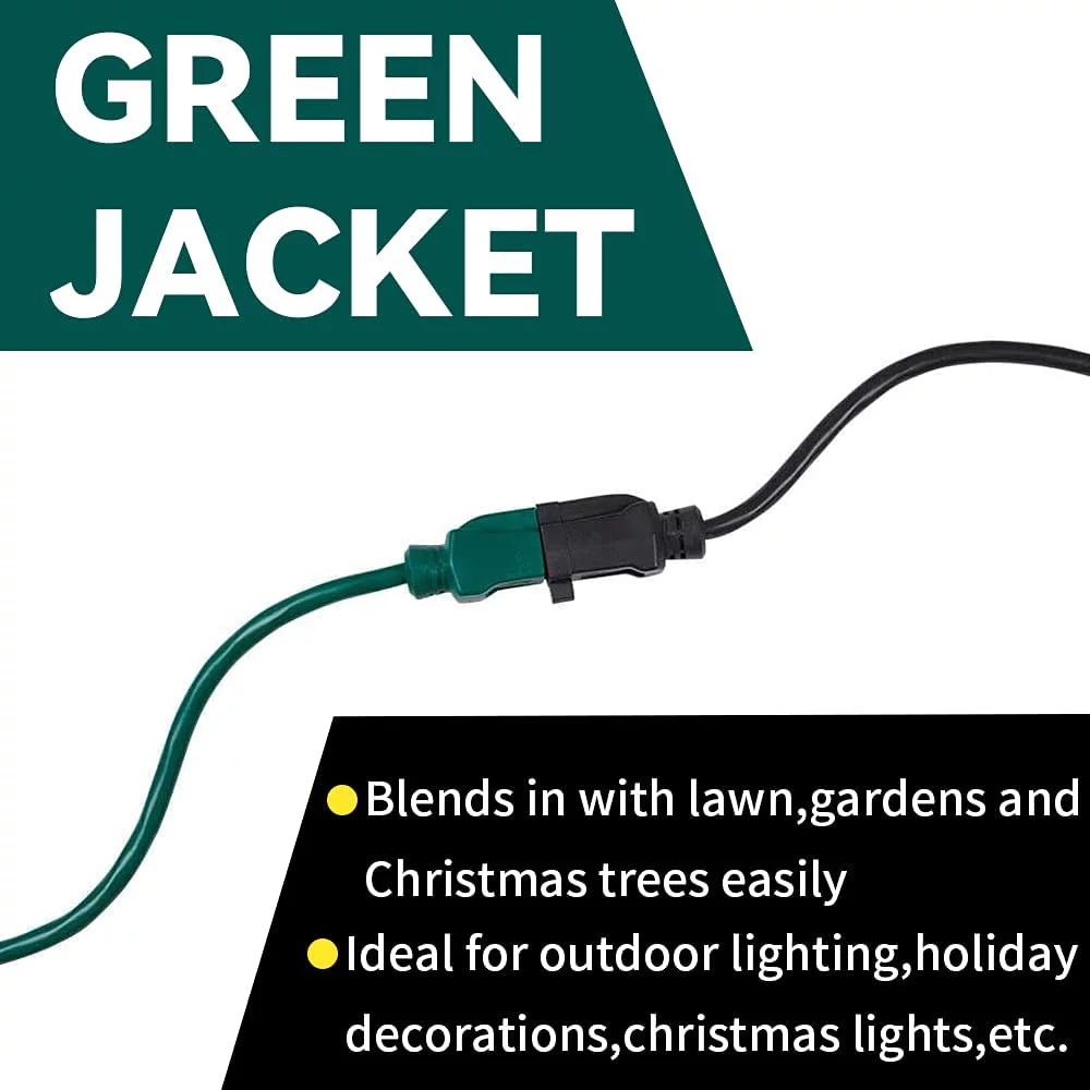 EP 15 Ft Green 16/3 SJTW Extension Cord – Outdoor/Indoor Durable Electrical Cable