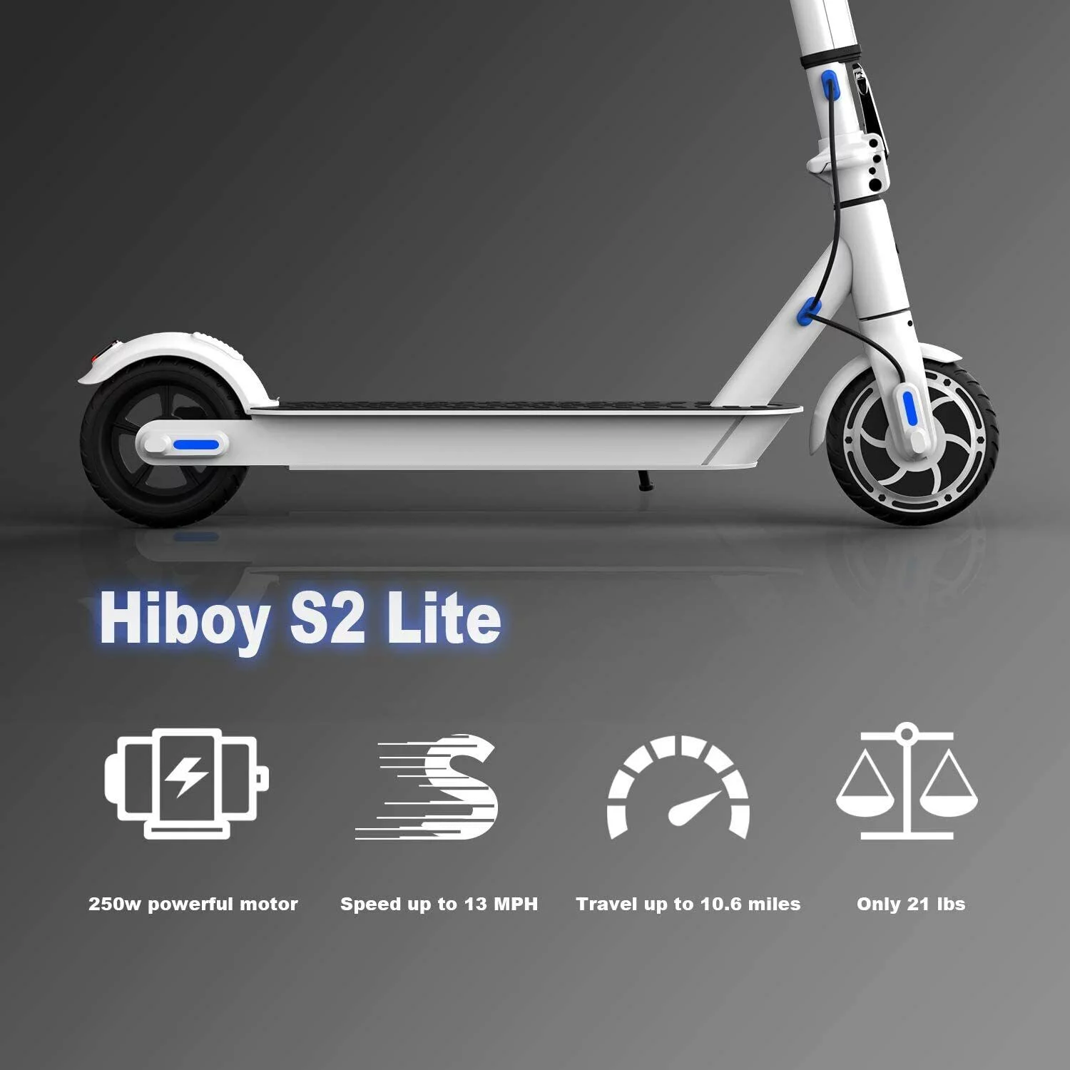 Hiboy S2 Lite Electric Scooters for Adults Teens 13 MPH & 10.6 Miles, 6.5″ Solid Tires Portable Folding Commuter Kick Scooter Black (Refurbished)