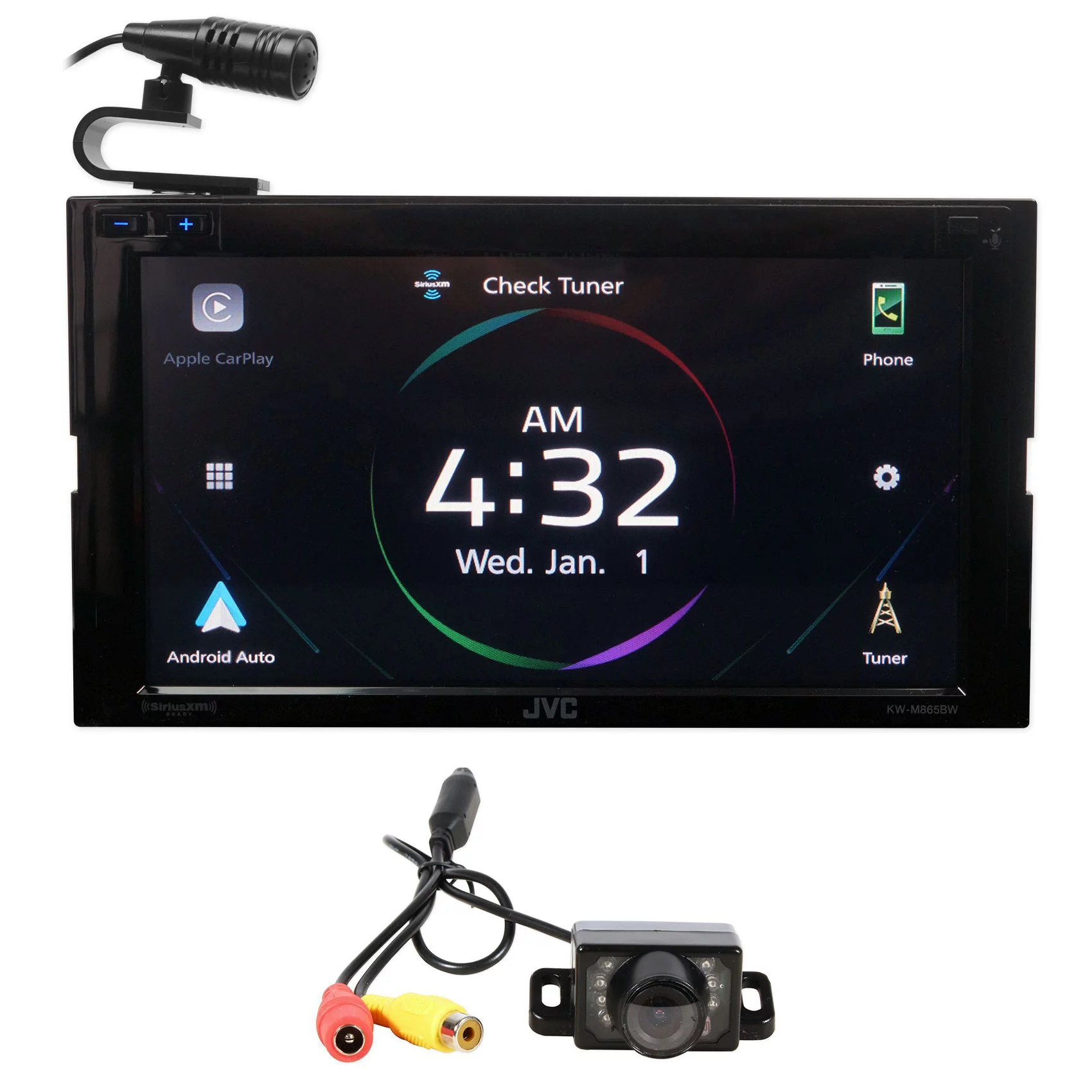 JVC KW-M865BW 6.8″ Bluetooth Wireless Car Play and Android Auto Receiver+Camera