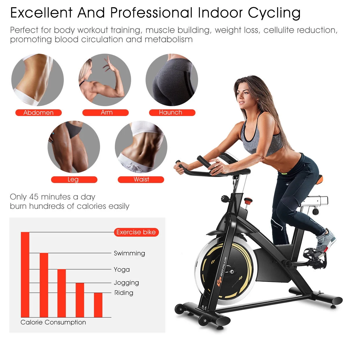 Goplus Exercise Bike Cycle Trainer Indoor Workout Cardio Fitness Bicycle Stationary