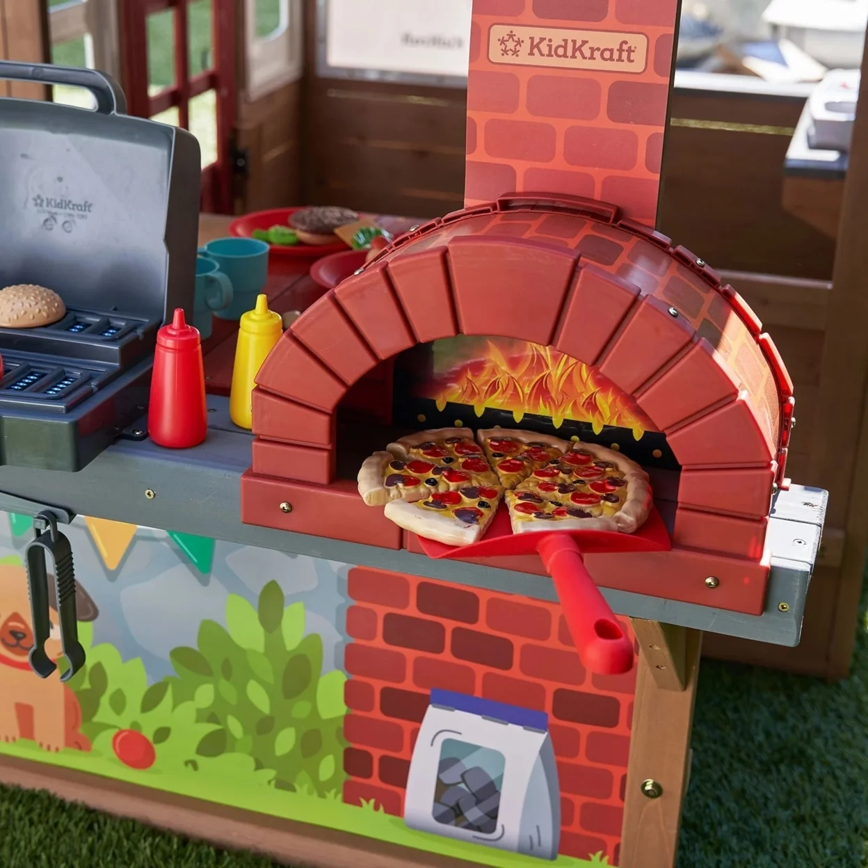 KidKraft Grill & Chill Pizza Party Wooden Outdoor Playhouse