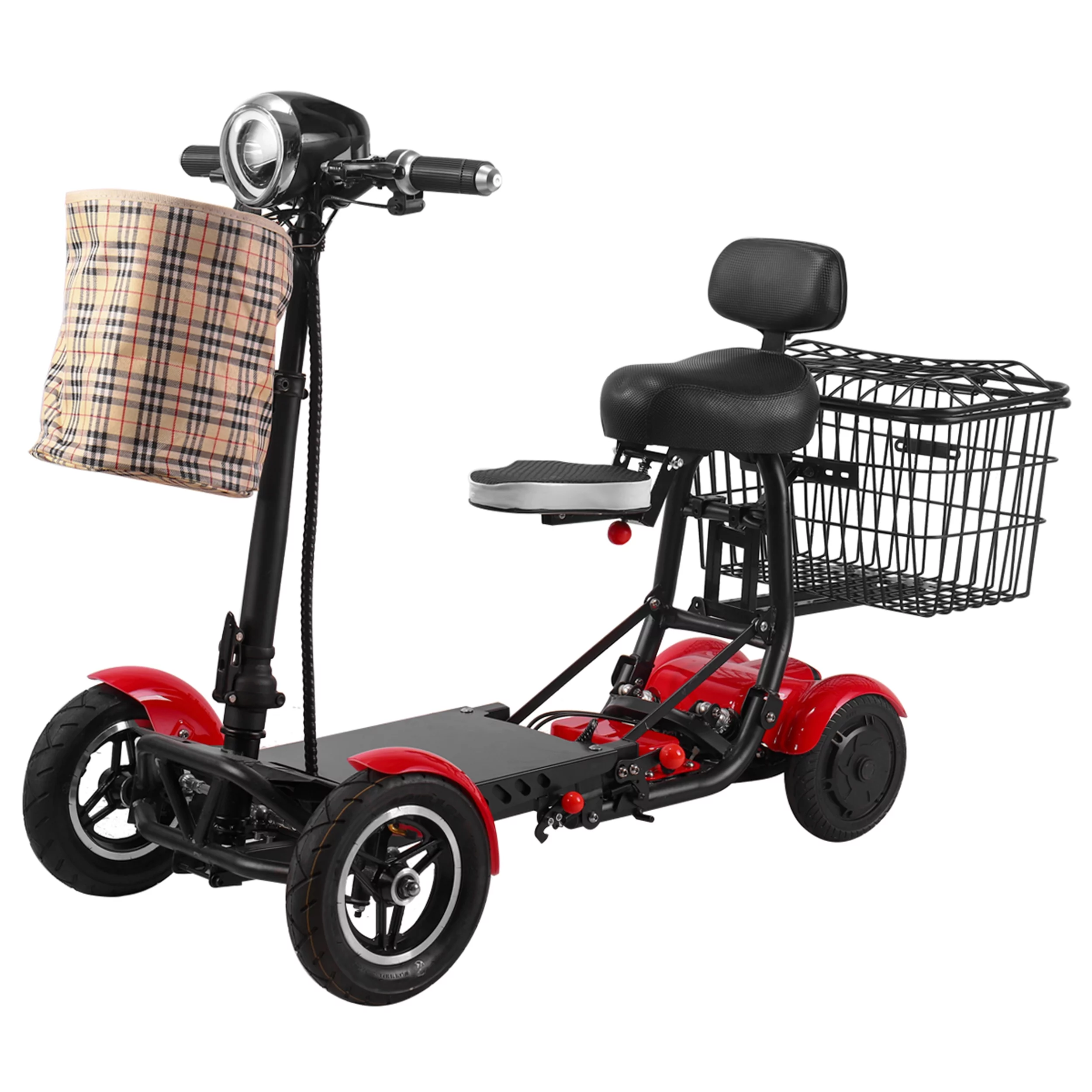 Smart Lightweight Electric Power Scooter, 4 Wheels Foldable Double Seats