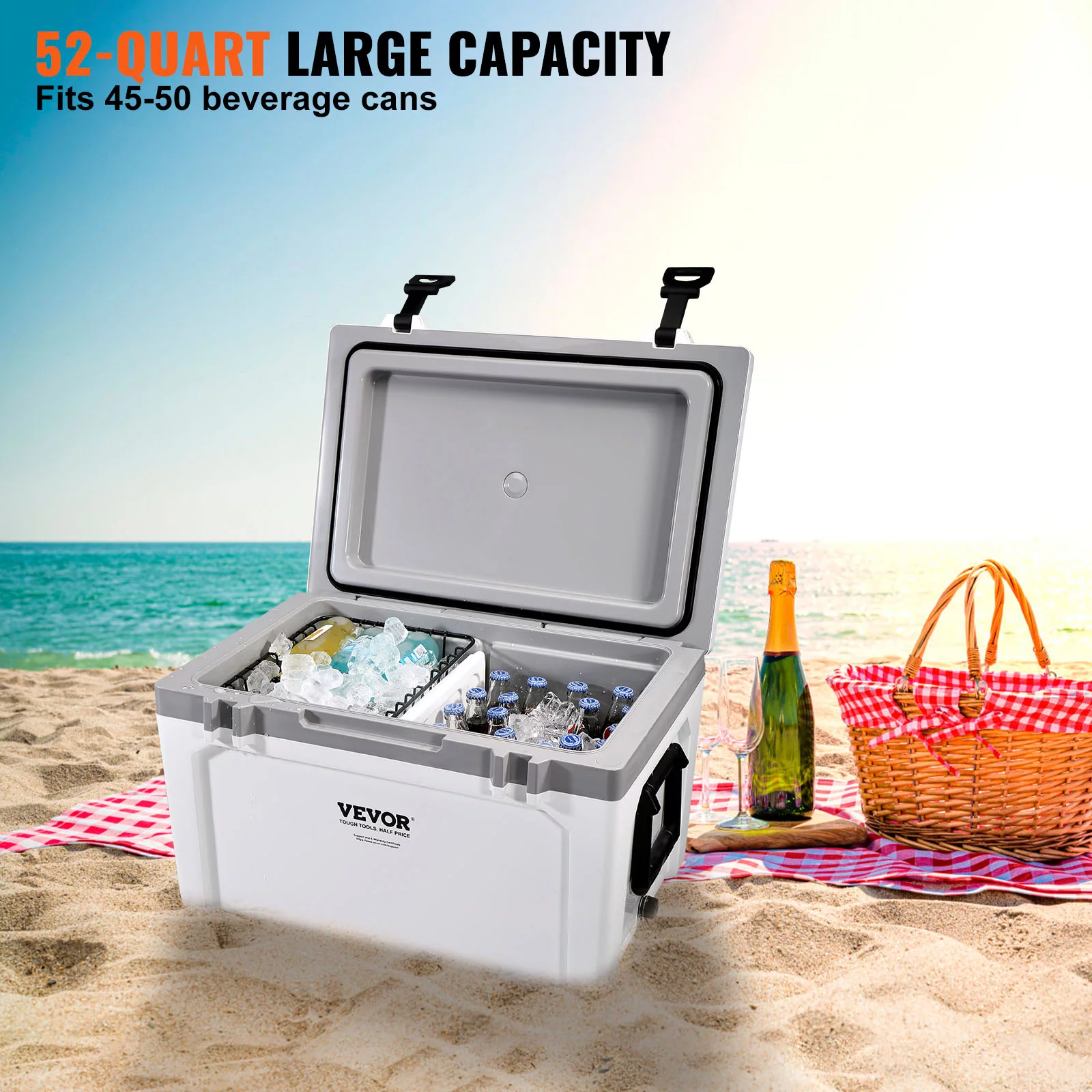 BENTISM Hard Cooler 25 Quart,Insulated Portable Cooler 25-Can Capacity Ice Chest,Ice Retention Cooler with Heavy Duty Handle