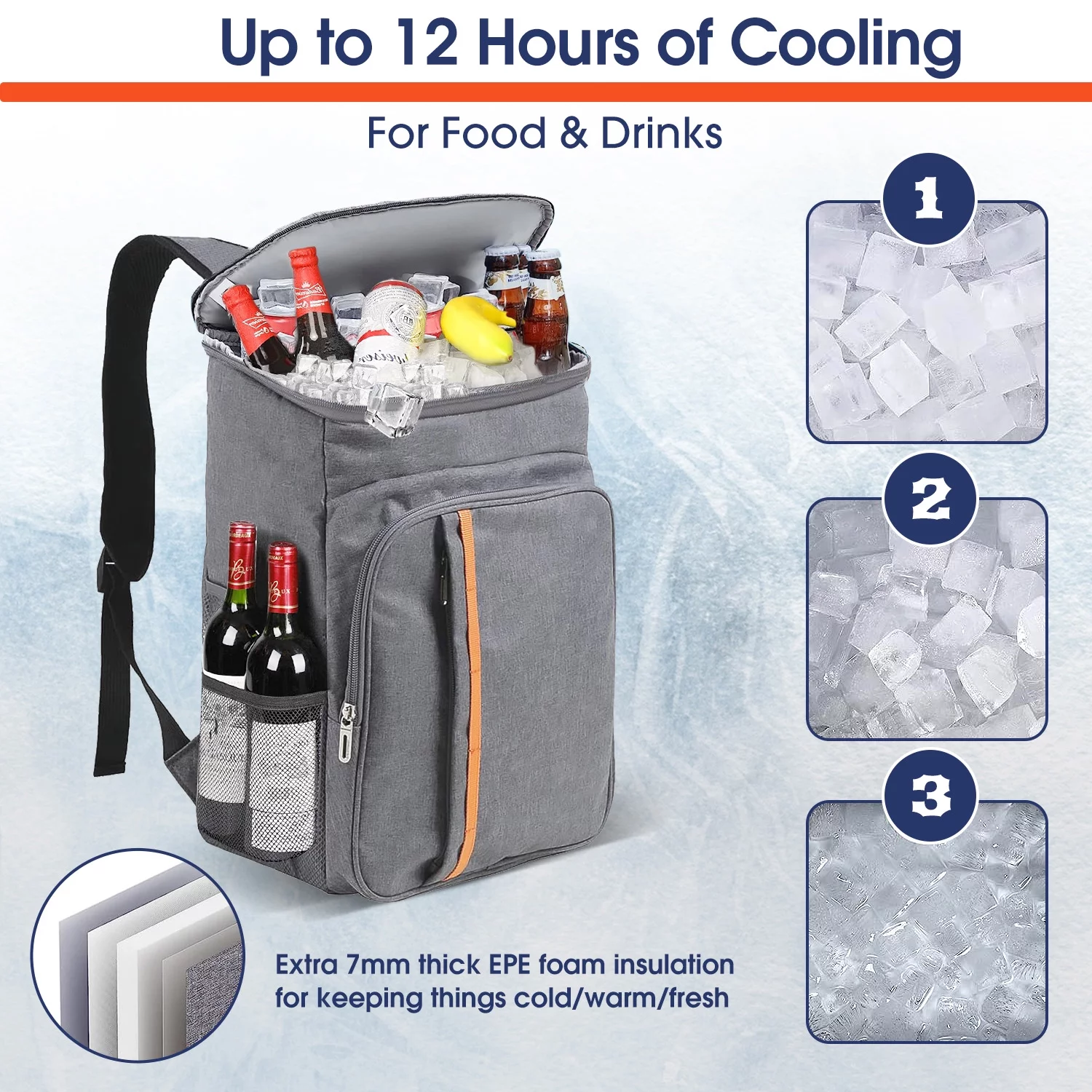 iFanze 30 Cans Backpack Cooler, Soft Sided Cooler, Gray