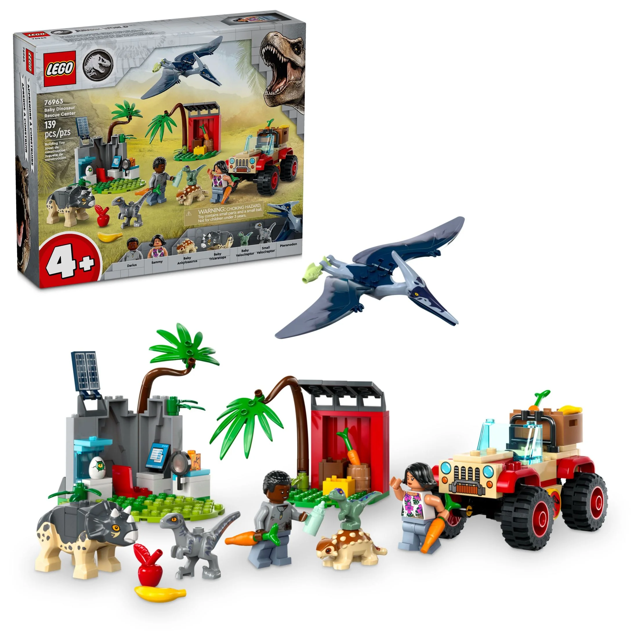 LEGO Jurassic World Baby Dinosaur Rescue Center, Building Set for Kids with a Toy Car and 5 Dinosaur Figures including a Triceratops and Velociraptor, Dinosaur Toy for Boys and Girls Ages 4+, 76963