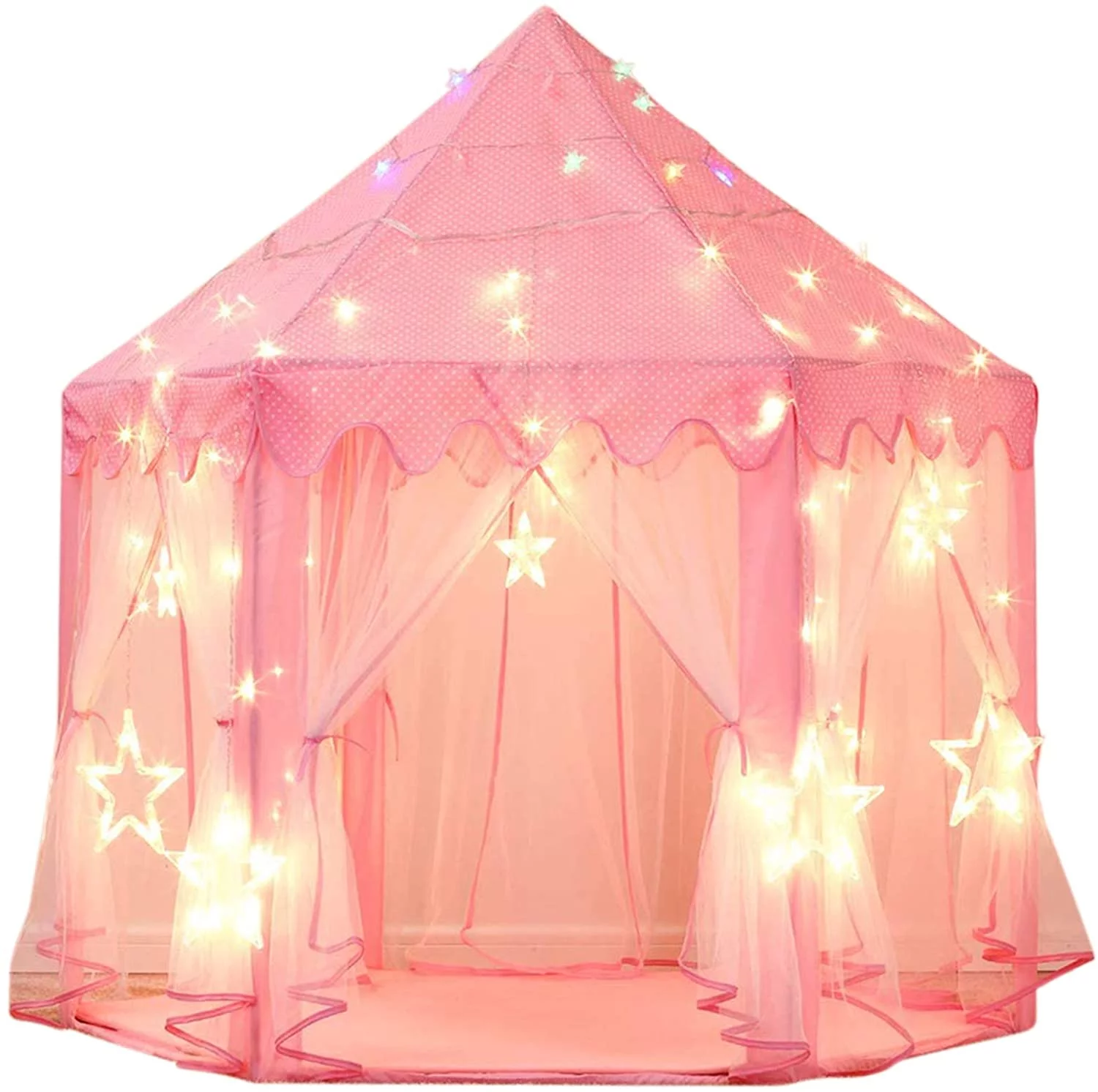 Princess Tent Girls Large Playhouse Kids Castle Play Tent with Star Lights Toy for Children Indoor and Outdoor Games,Best Christmas Gifts(Include Led Lamps)