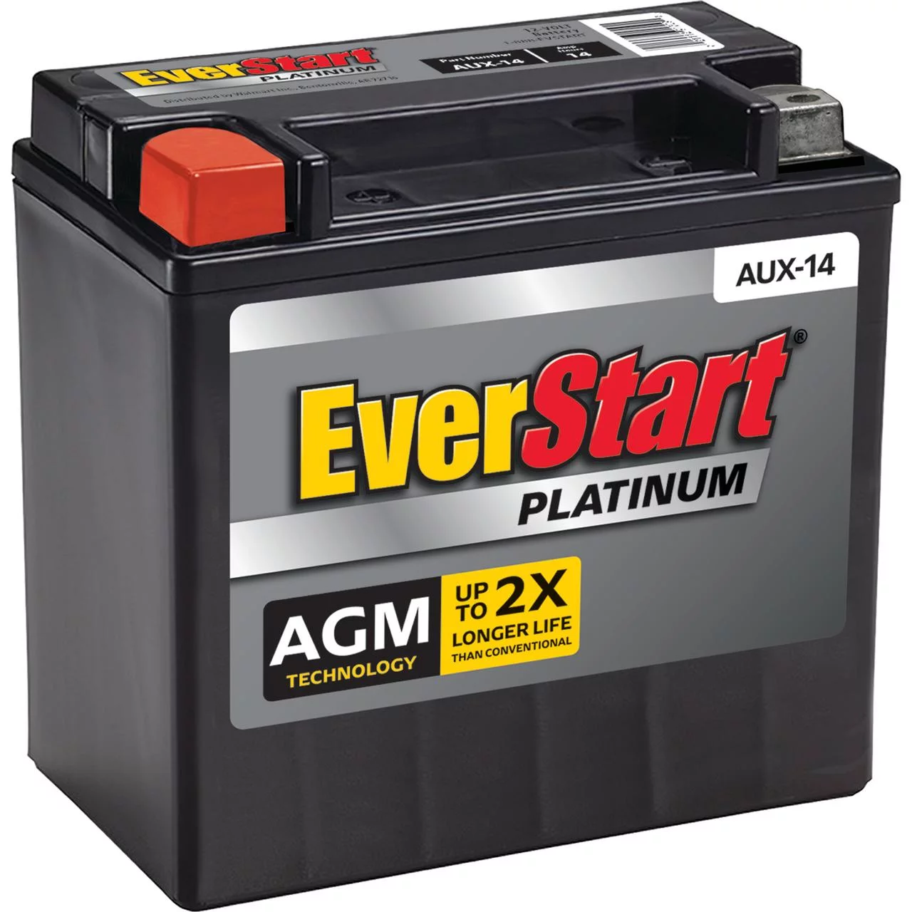 EverStart Platinum BOXED AGM Battery, Group Size AUX 14 12 Volt, 200 CCA