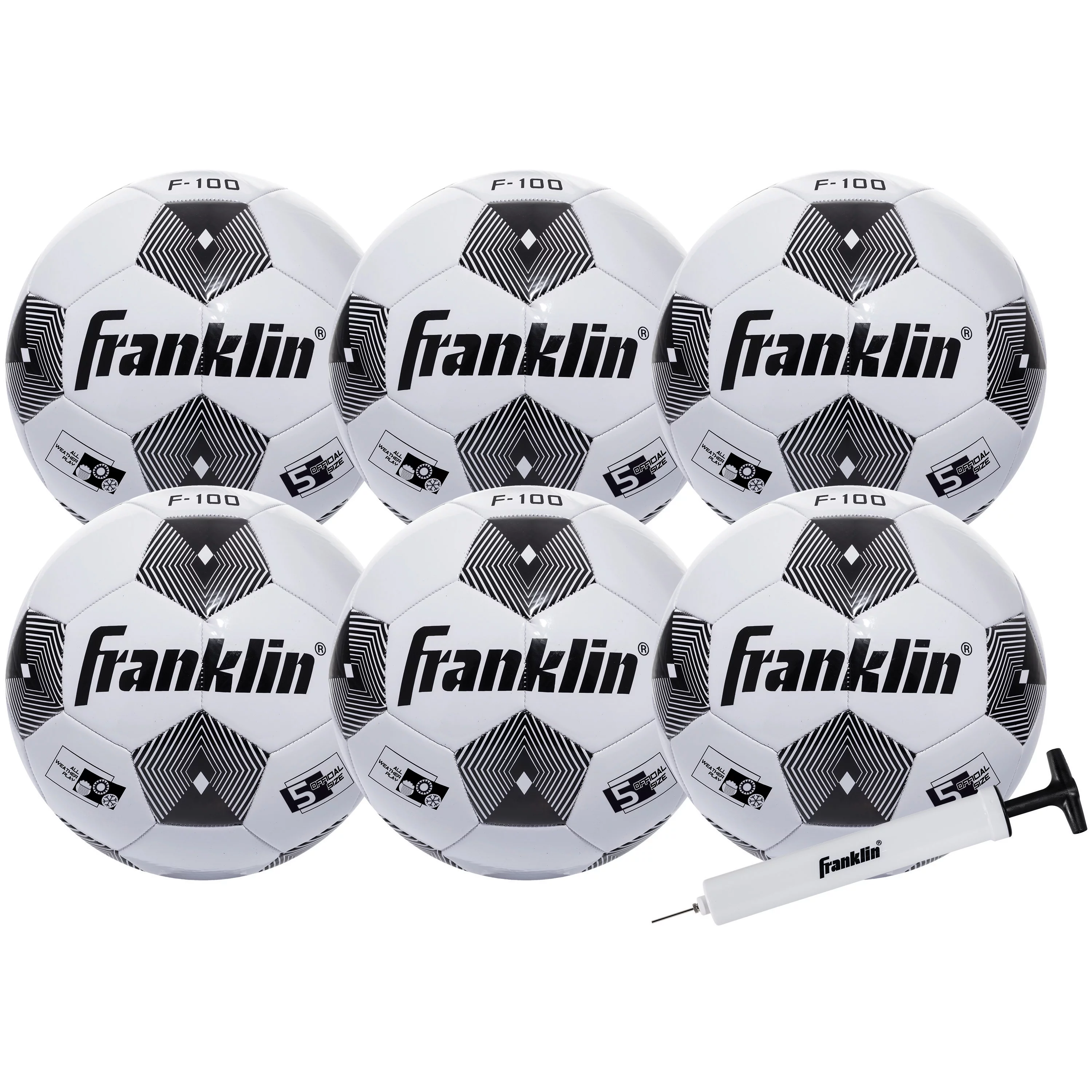 Franklin Sports Comp 100 6-Pack of Soccerballs and Pump