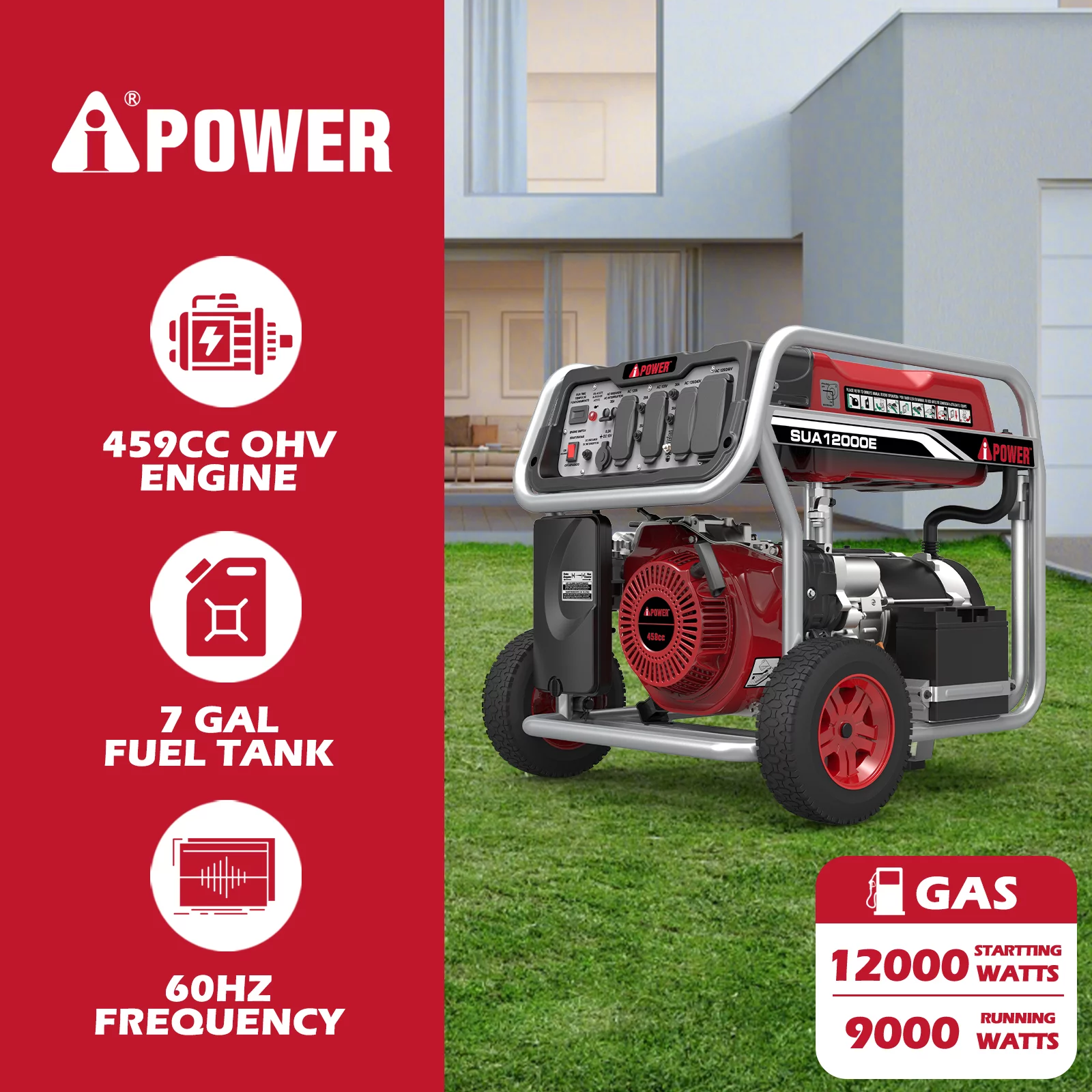 A iPower 12000 Watt Portable Gas Powered Generator w/ Electric Start & Wheel Kit