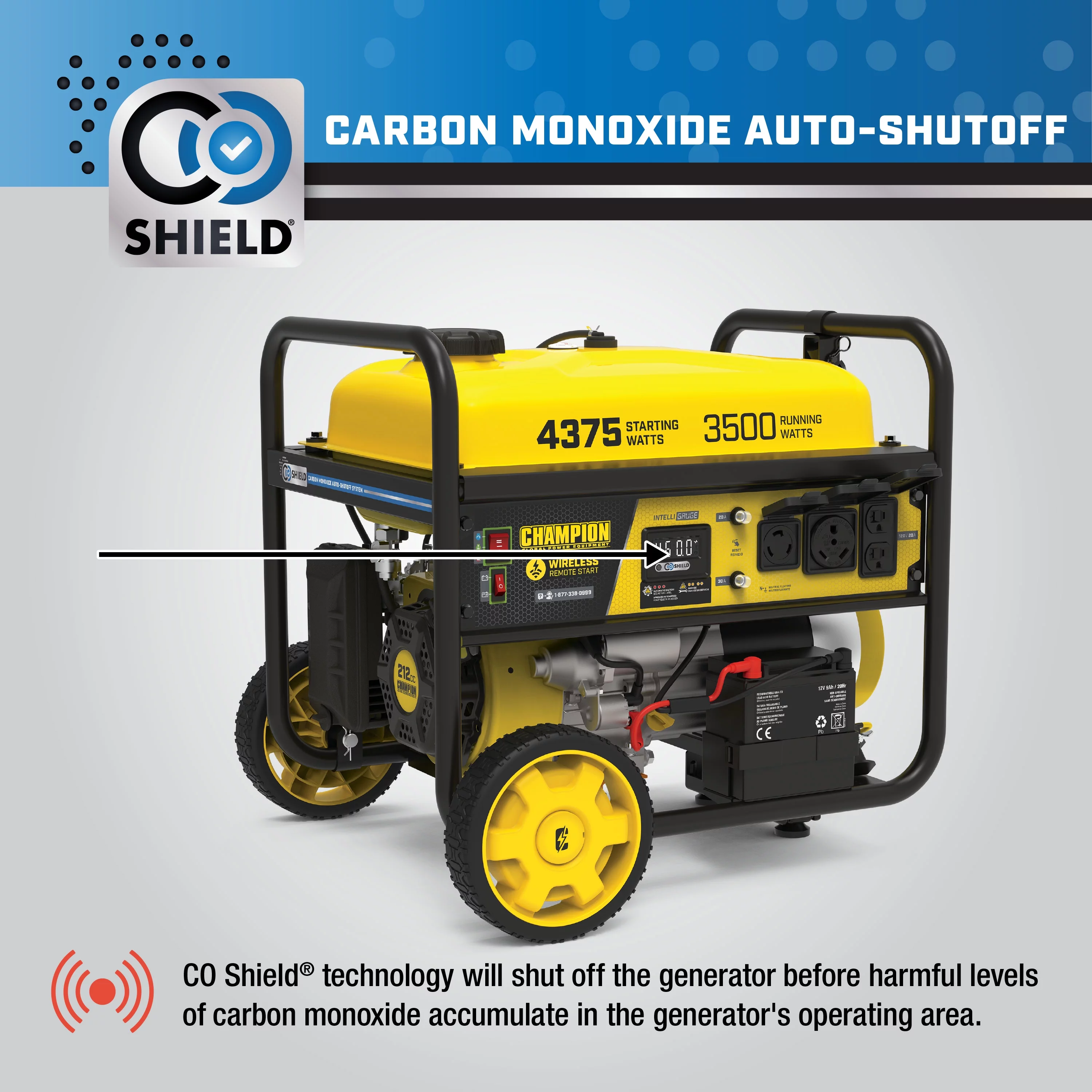 Champion Power Equipment 3500-Watt Portable Generator with Wireless Remote Start and CO Shield