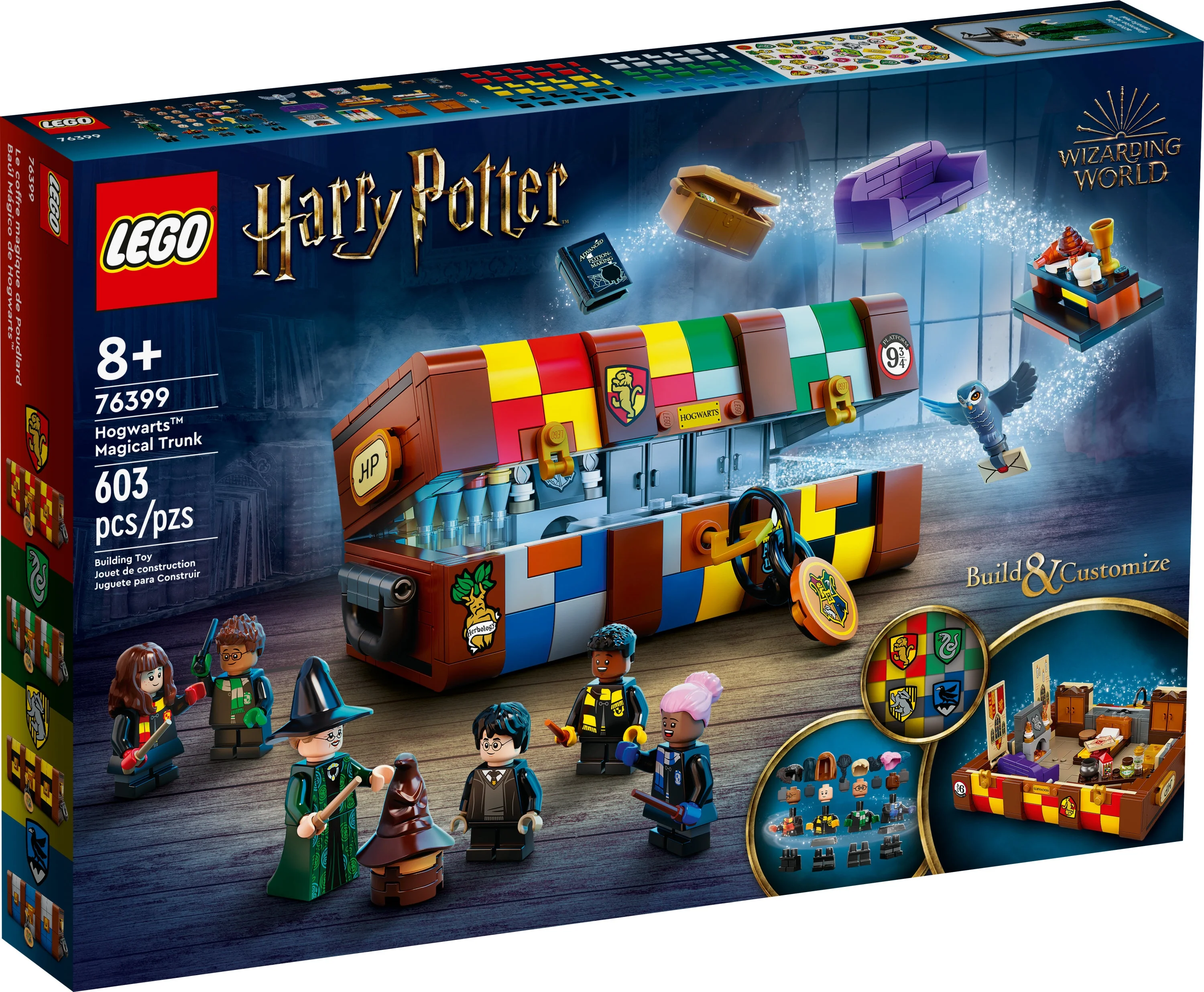 LEGO Harry Potter Hogwarts Magical Trunk 76399 Luggage Set, Customizable Toy, Gift Idea for Kids, Girls & Boys with Movie Minifigures and House Colors