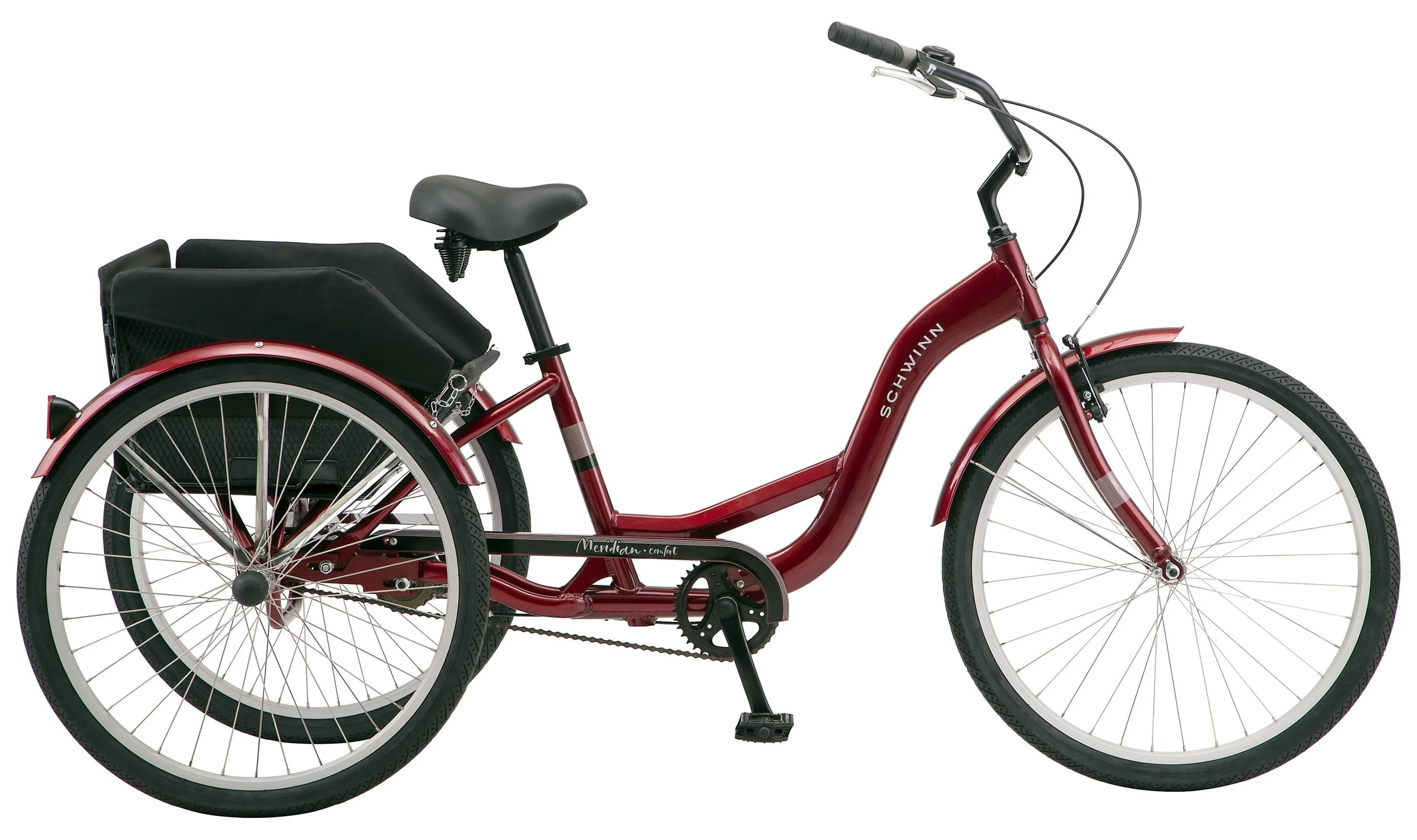 Schwinn Meridian Adult Tricycle, Single Speed, 26-inch Wheels, Burgundy