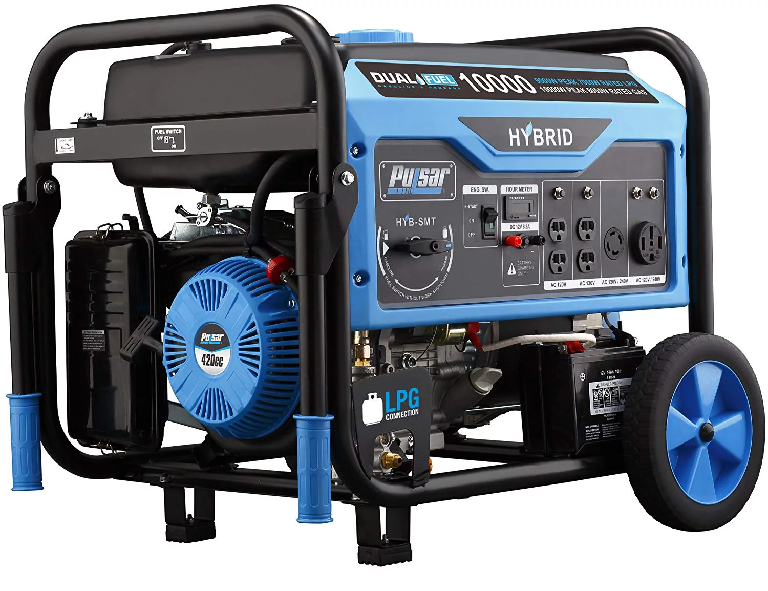 Pulsar 10,000-Watt Dual Fuel Portable Generator with Electric Start (CARB)