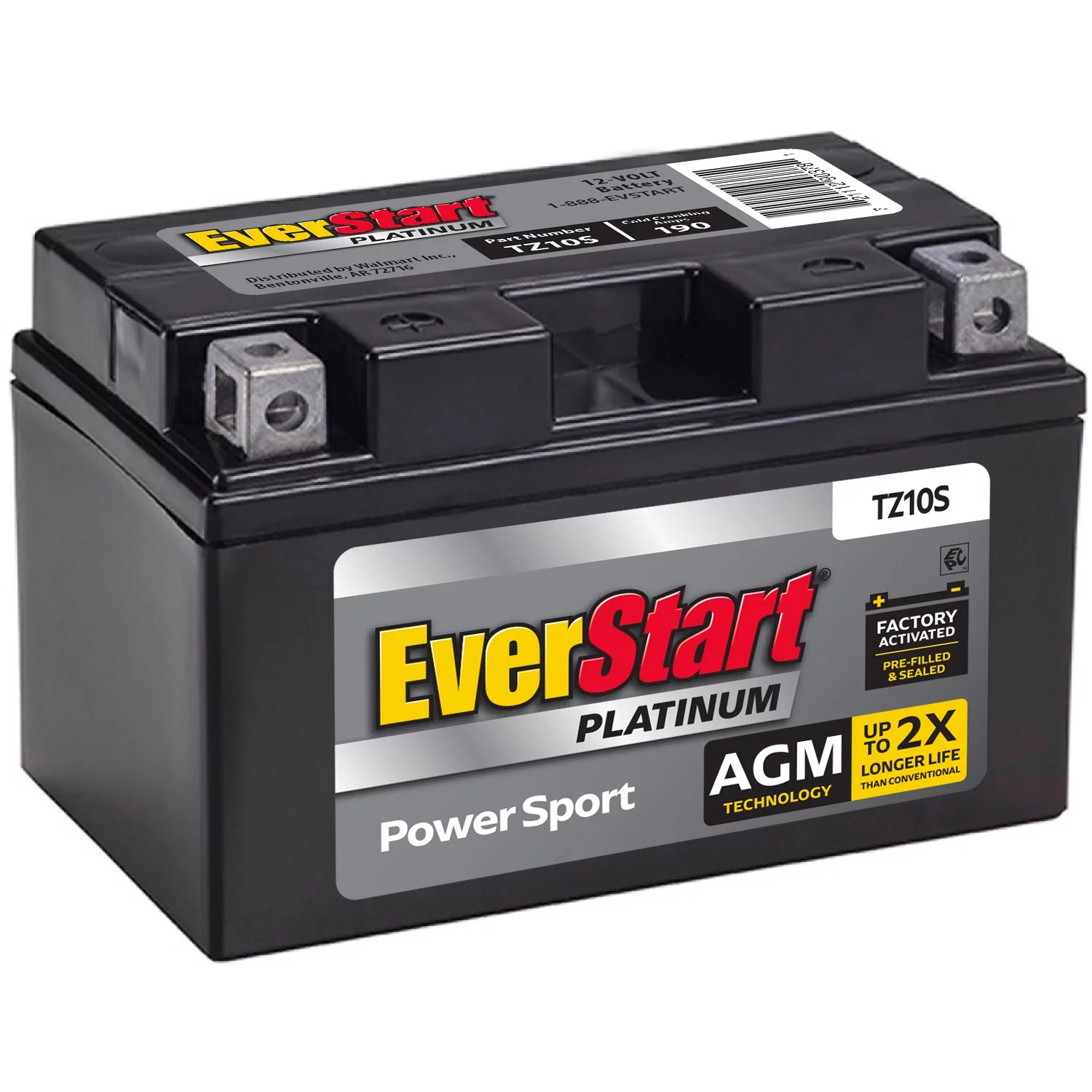 EverStart Premium BOXED AGM Power Sport Battery, Group Size TX10S 12 Volt 190 CCA