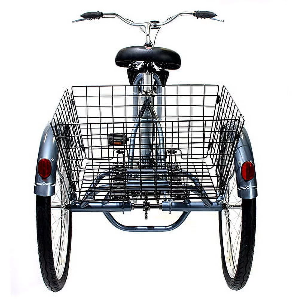 Schwinn Meridian Adult Tricycle, 24″ wheels, rear storage basket, Slate