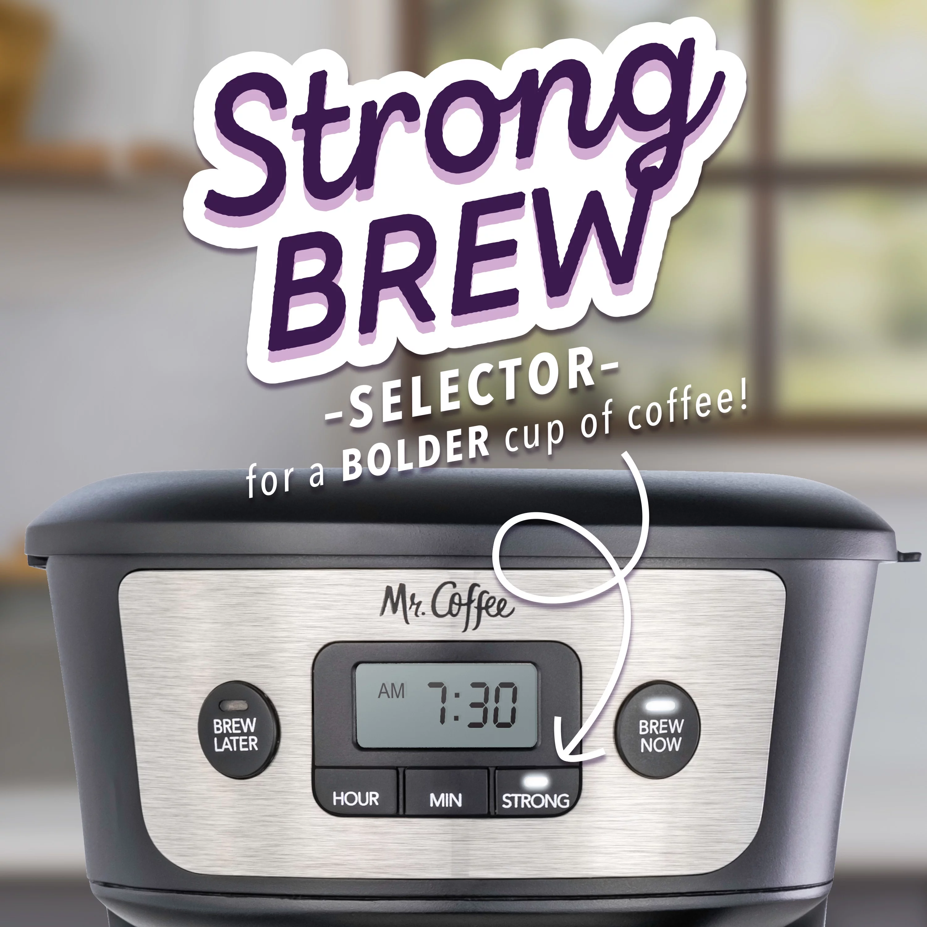 Mr. Coffee 12-Cup Programmable Coffee Maker with Strong Brew Selector, Stainless Steel