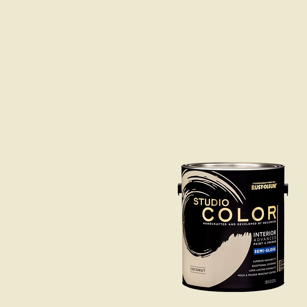 Rust-Oleum Studio Color White, Interior Paint + Primer, Semi-Gloss Finish, Gallon