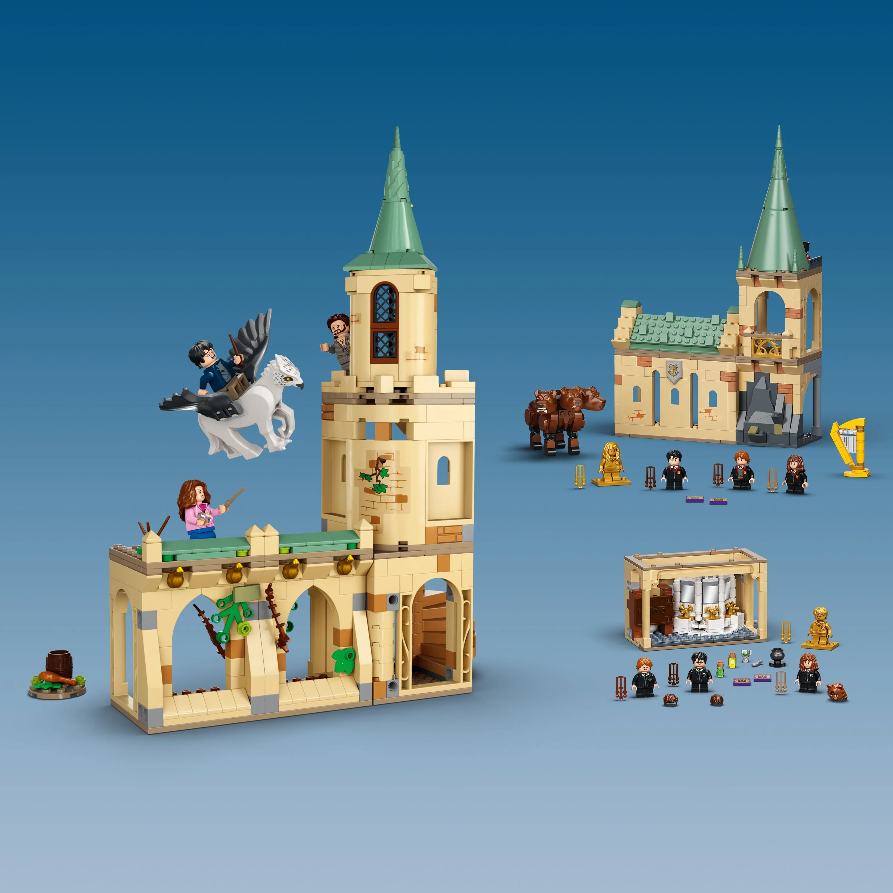 LEGO Harry Potter Hogwarts Courtyard: Sirius’s Rescue 76401 Castle Tower Toy, Collectible Set with Buckbeak Hippogriff Figure and Prison Cell