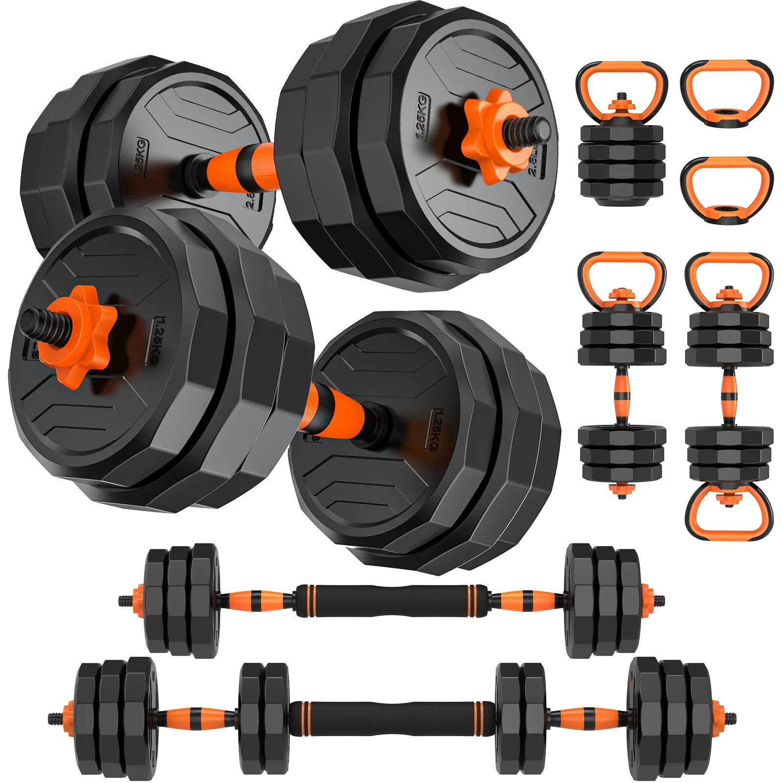 GIKPAL 44lb 6-in-1 Adjustable Dumbbells Set Free Weight Set with Connector Used as Barbell, Kettlebells, Push up Stand, Fitness Exercises for Home Gym Suitable Men/Women