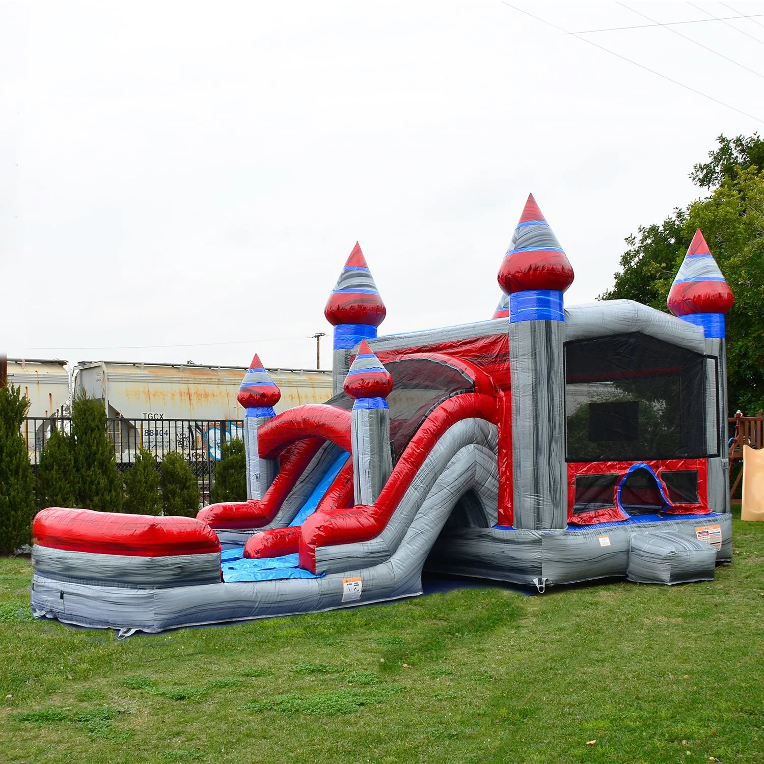 JumpOrange Commercial Grade Bounce House Water Slide with Pool for Kids and Adults (with Blower), Castle Titanium