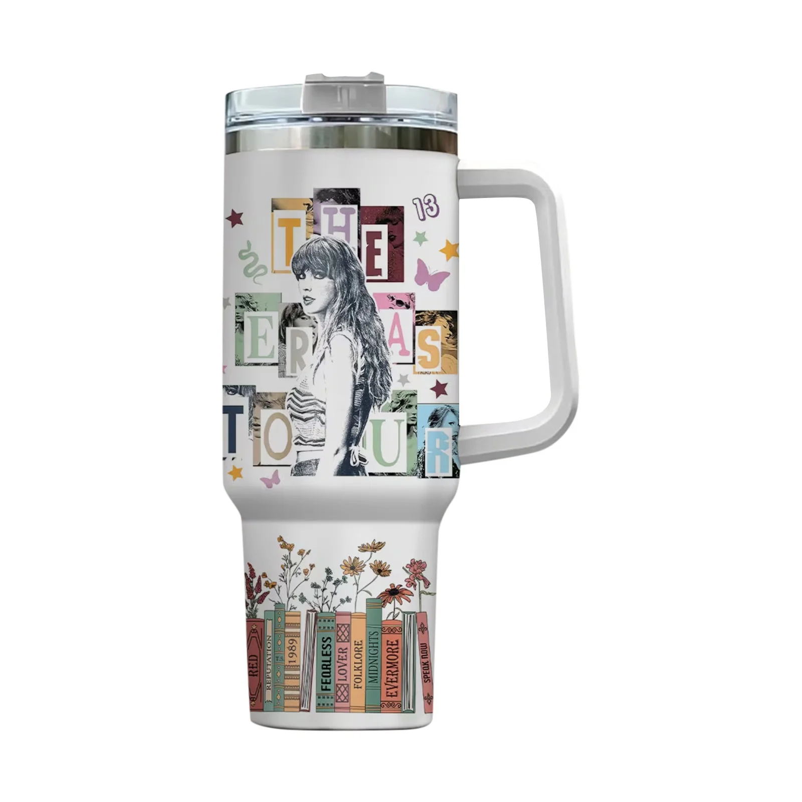 1989 Taylors Version Taylor Swift Merch: Taylor Swift Cup,Stainless Steel 40 oz Taylor Tumbler Cup,Tumbler 40 Oz,Merry Tumbler with Handle,40oz Tumbler Maintains Cold Heat and Ice for Hours