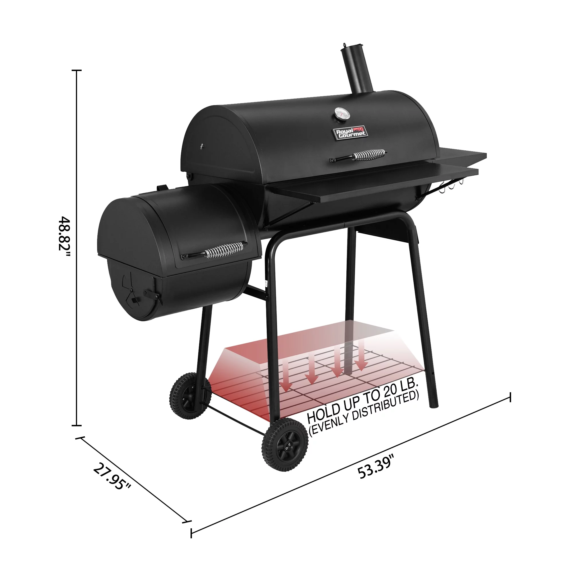 Royal Gourmet 30″ CC1830S Steel Charcoal Grill with Offset Smoker