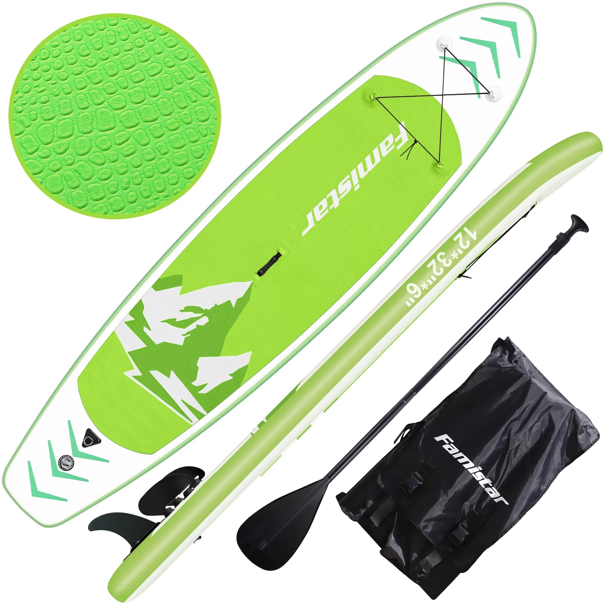 Famistar 8’7″ Inflatable Stand Up Paddle Board SUP w/ 3 Fins, Adjustable Paddle, Pump & Carrying Backpack