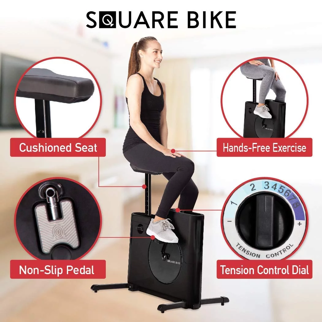 Square Bike Exercise Trainer for Home or Office – Compact Space Saving Bicycle by Daiwa Felicity